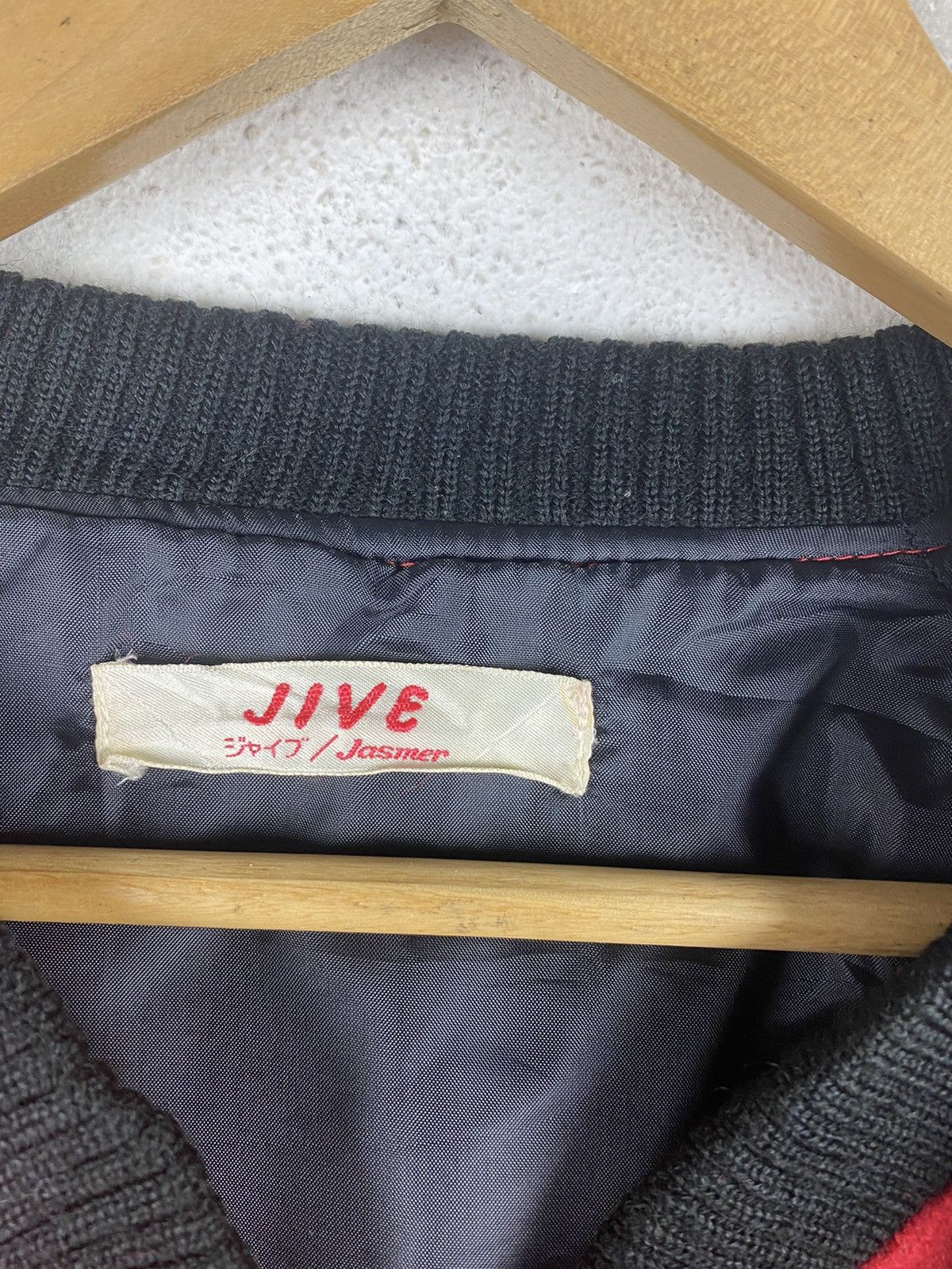 Vintage Jive Vintage Red Varsity Bomber Jacket - Retro Wool Blend Size US L / EU 52-54 / 3 - 8 Thumbnail