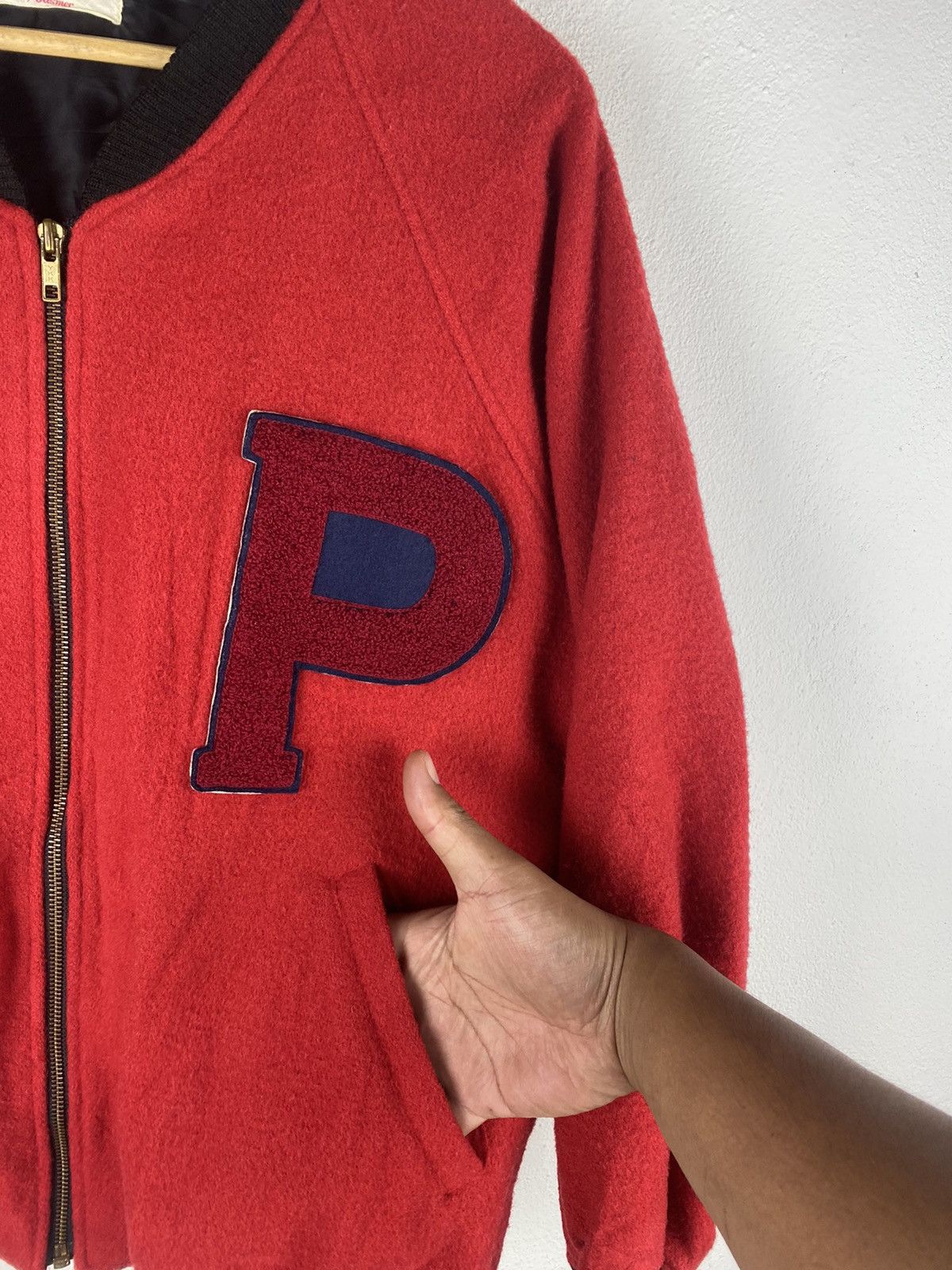 Vintage Jive Vintage Red Varsity Bomber Jacket - Retro Wool Blend Size US L / EU 52-54 / 3 - 7 Thumbnail