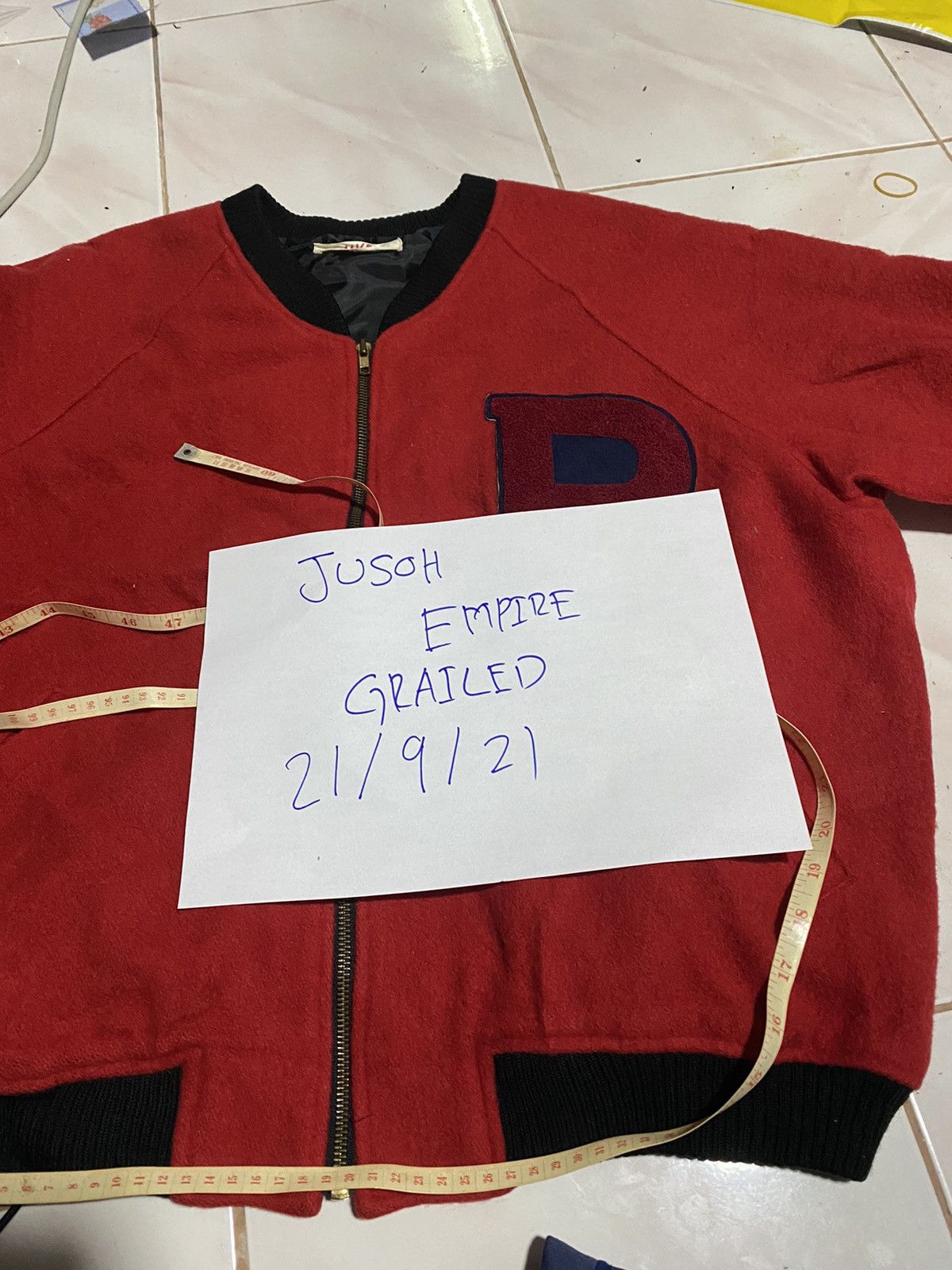 Vintage Jive Vintage Red Varsity Bomber Jacket - Retro Wool Blend Size US L / EU 52-54 / 3 - 9 Thumbnail
