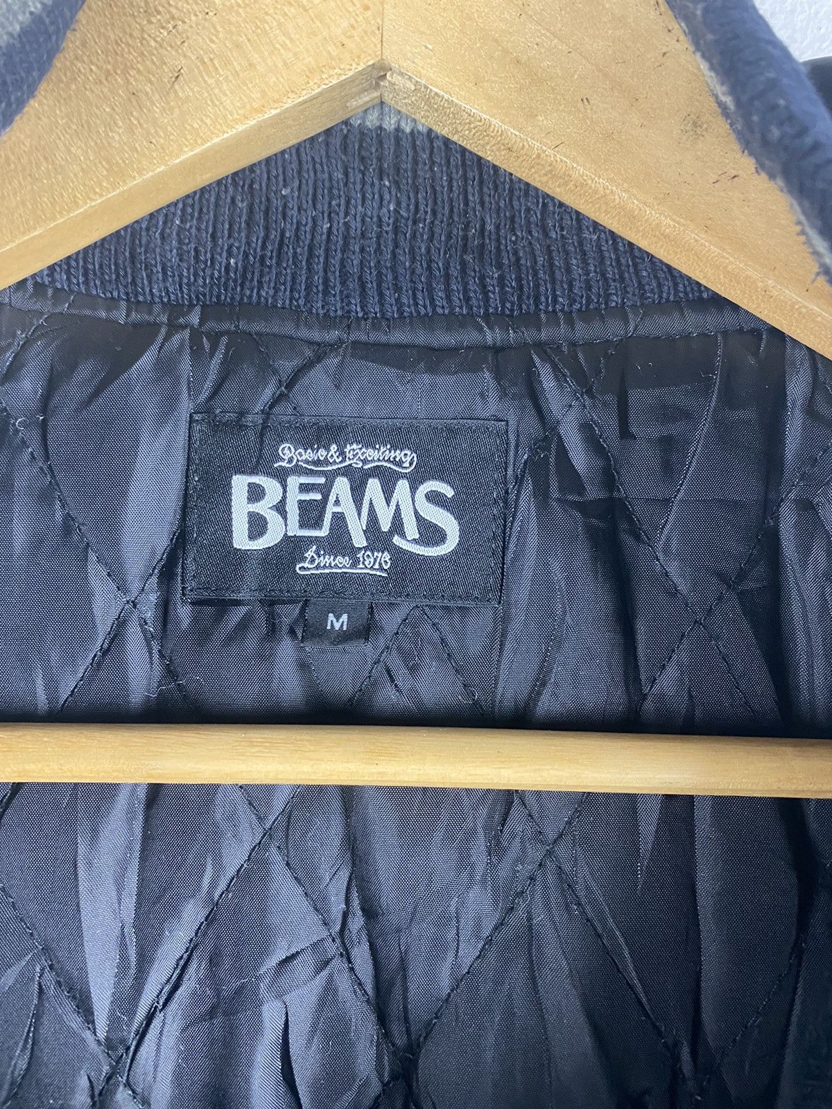 Beams Plus × Japanese Brand Vintage Beams Varsity Hooded Jacket - Navy Blue and Black Size US M / EU 48-50 / 2 - 7 Thumbnail