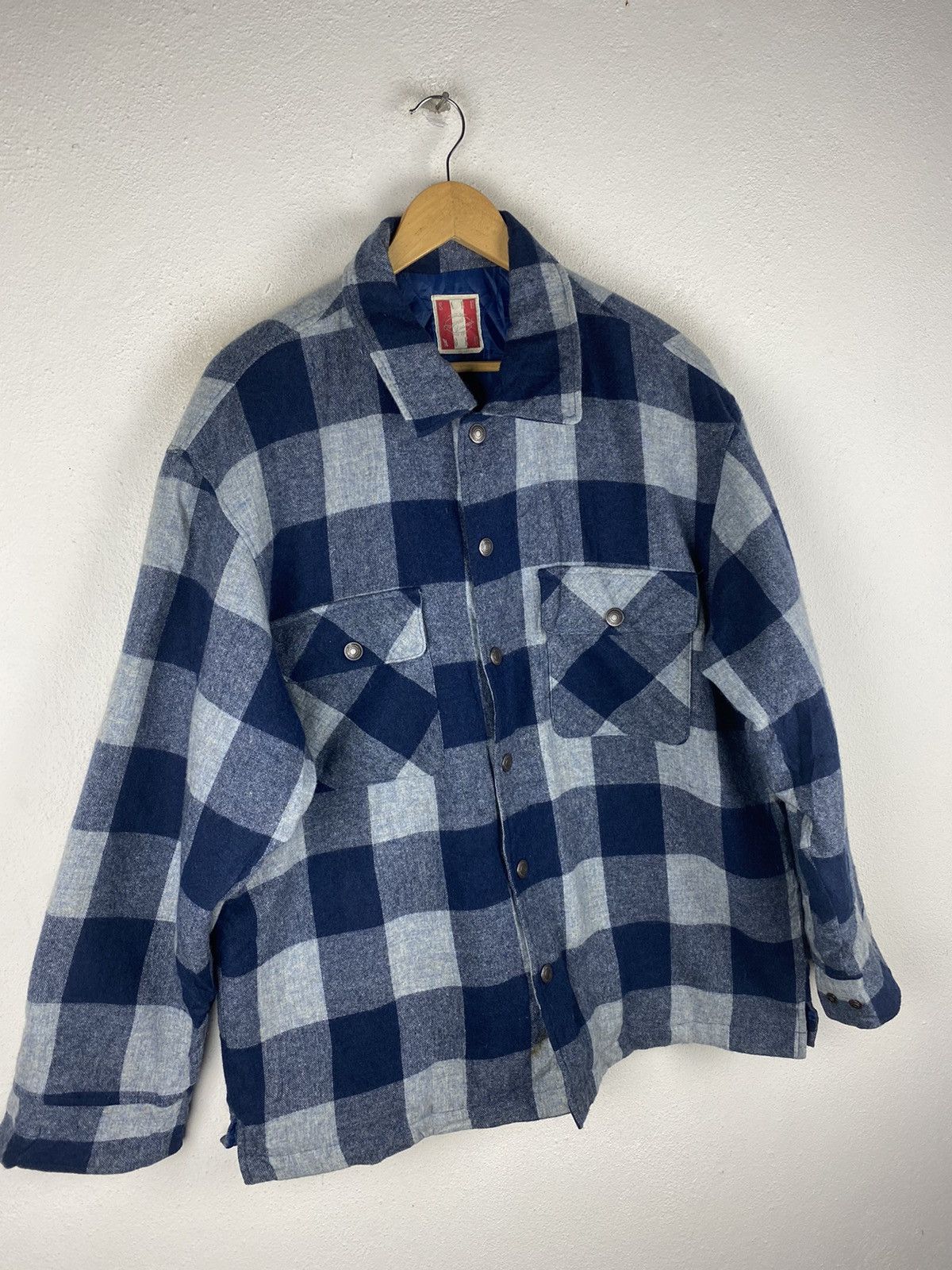 Vintage Sabu Roku Buffalo Plaid Heavy Flannel Overshirt 1970s Style Size US L / EU 52-54 / 3 - 3 Thumbnail