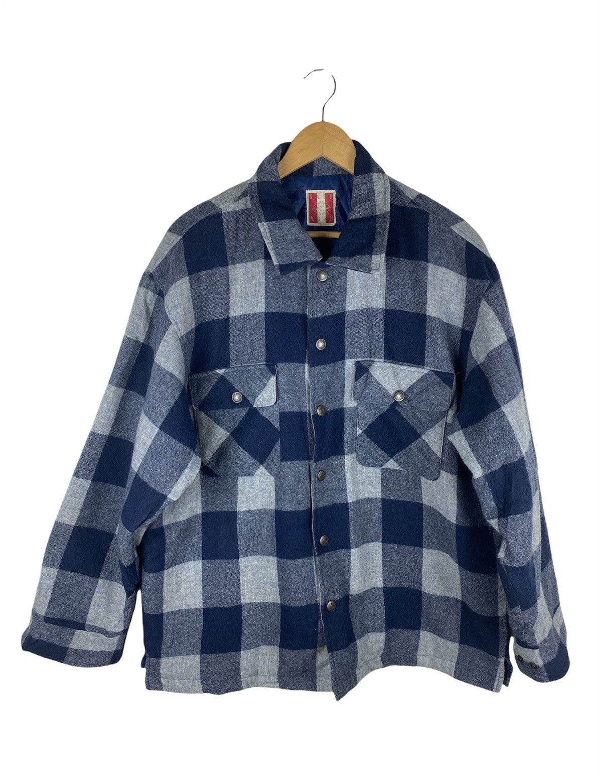 Vintage Sabu Roku Buffalo Plaid Heavy Flannel Overshirt 1970s Style Size US L / EU 52-54 / 3 - 1 Thumbnail