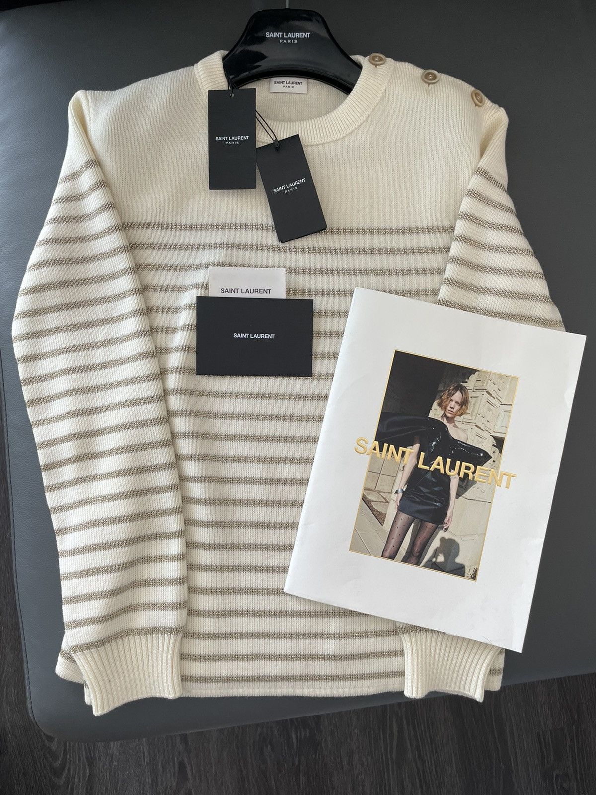 Saint Laurent Paris × Yves Saint Laurent Saint Laurent Brand New Super Runway Lurex Celebrity Sweater Size US L / EU 52-54 / 3 - 14 Thumbnail