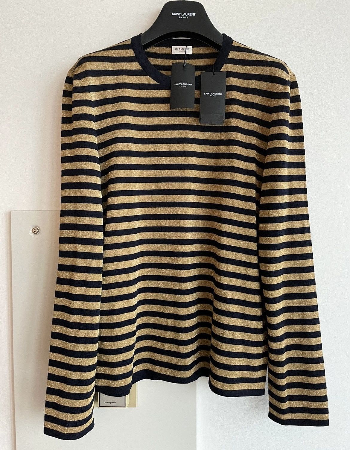 Hedi Slimane × Saint Laurent Paris × Yves Saint Laurent Timothée Chalamet Limited Edition Gold Knit Runway Crewneck Size US L / EU 52-54 / 3 - 2 Thumbnail