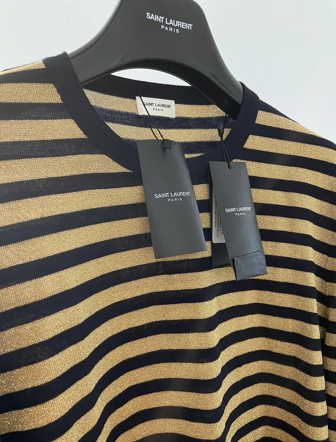 Hedi Slimane × Saint Laurent Paris × Yves Saint Laurent Timothée Chalamet Limited Edition Runway Gold Knit Crewneck Size US L / EU 52-54 / 3 - 7 Thumbnail