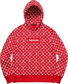 Pre-owned Louis Vuitton Supreme Lv Box Logo Hoodie Hooded Sweatshirt Sz Xl  Rare Authentic In Red