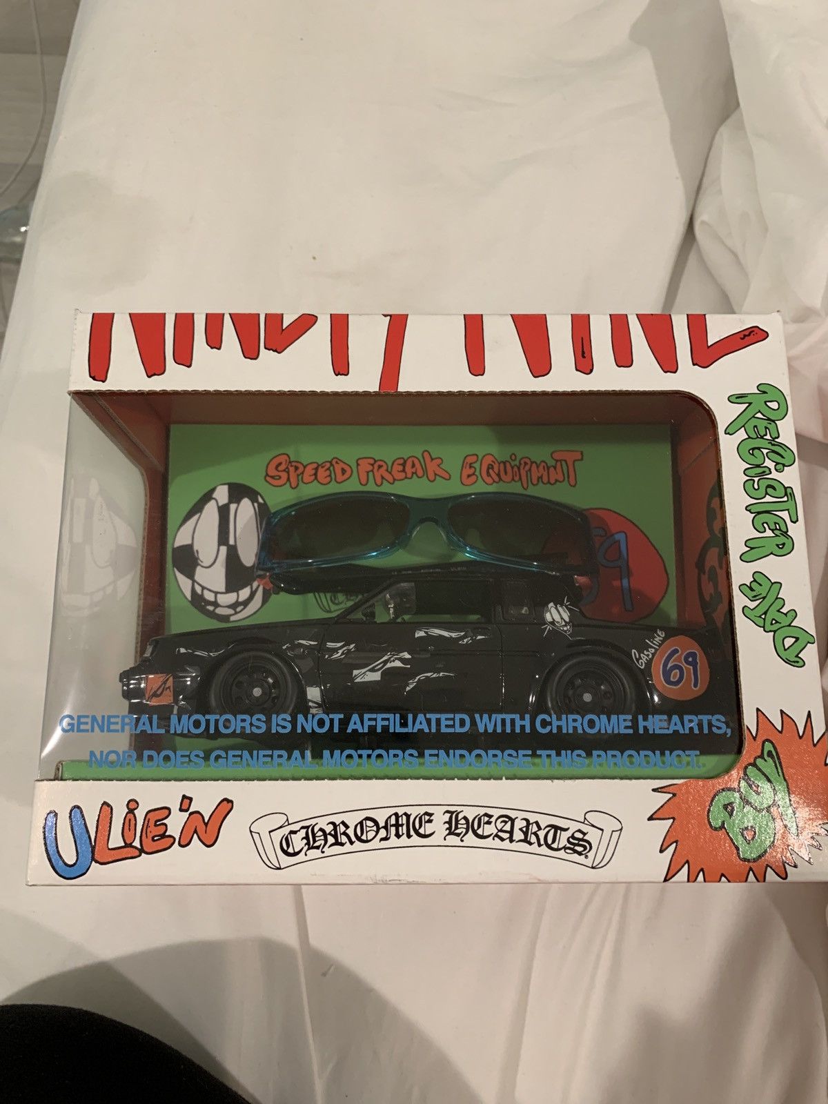 Chrome hearts glasses with toy car