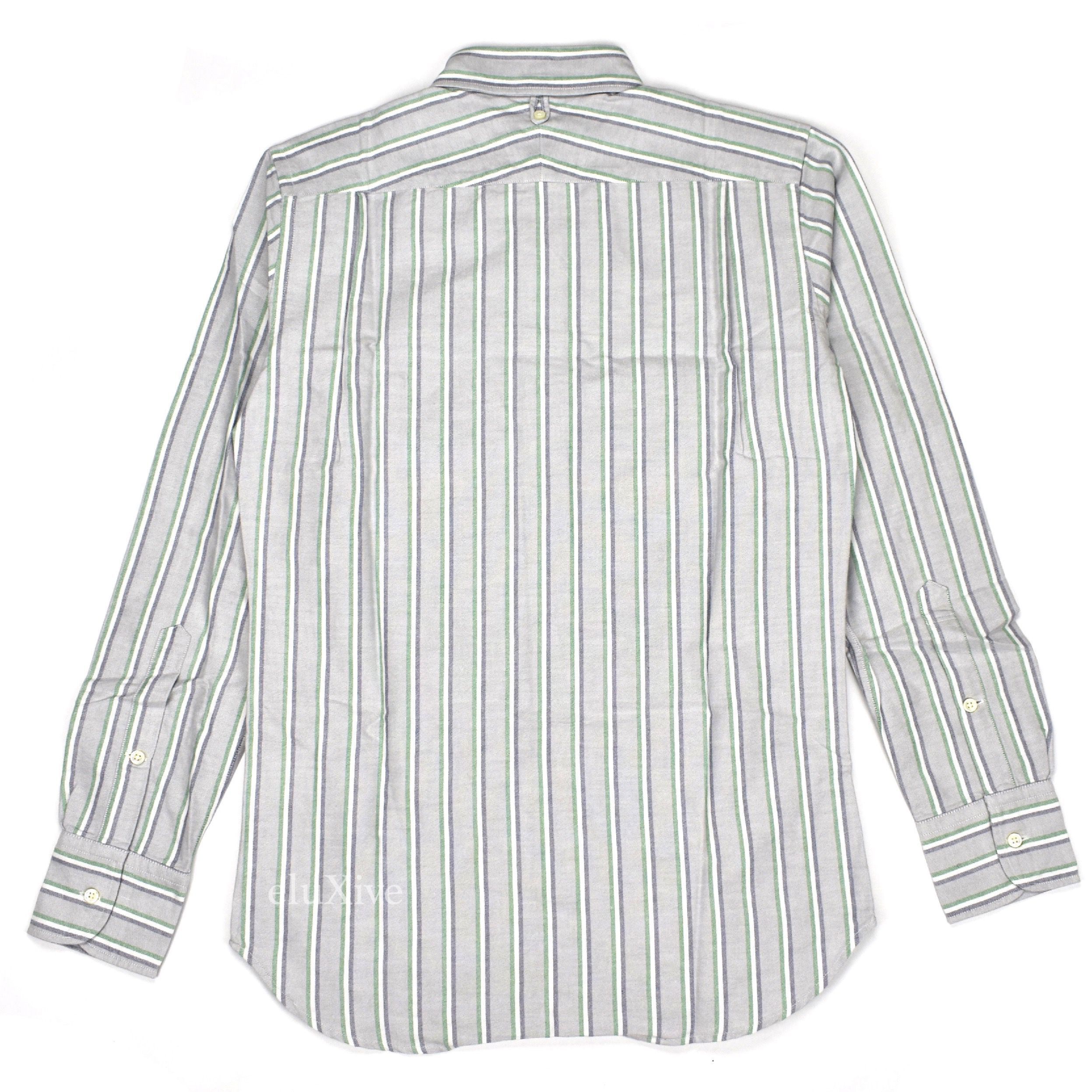 Thom Browne Thom Grey Logo Stripe Oxford Shirt NWT Size US XL / EU 56 / 4 - 2 Thumbnail