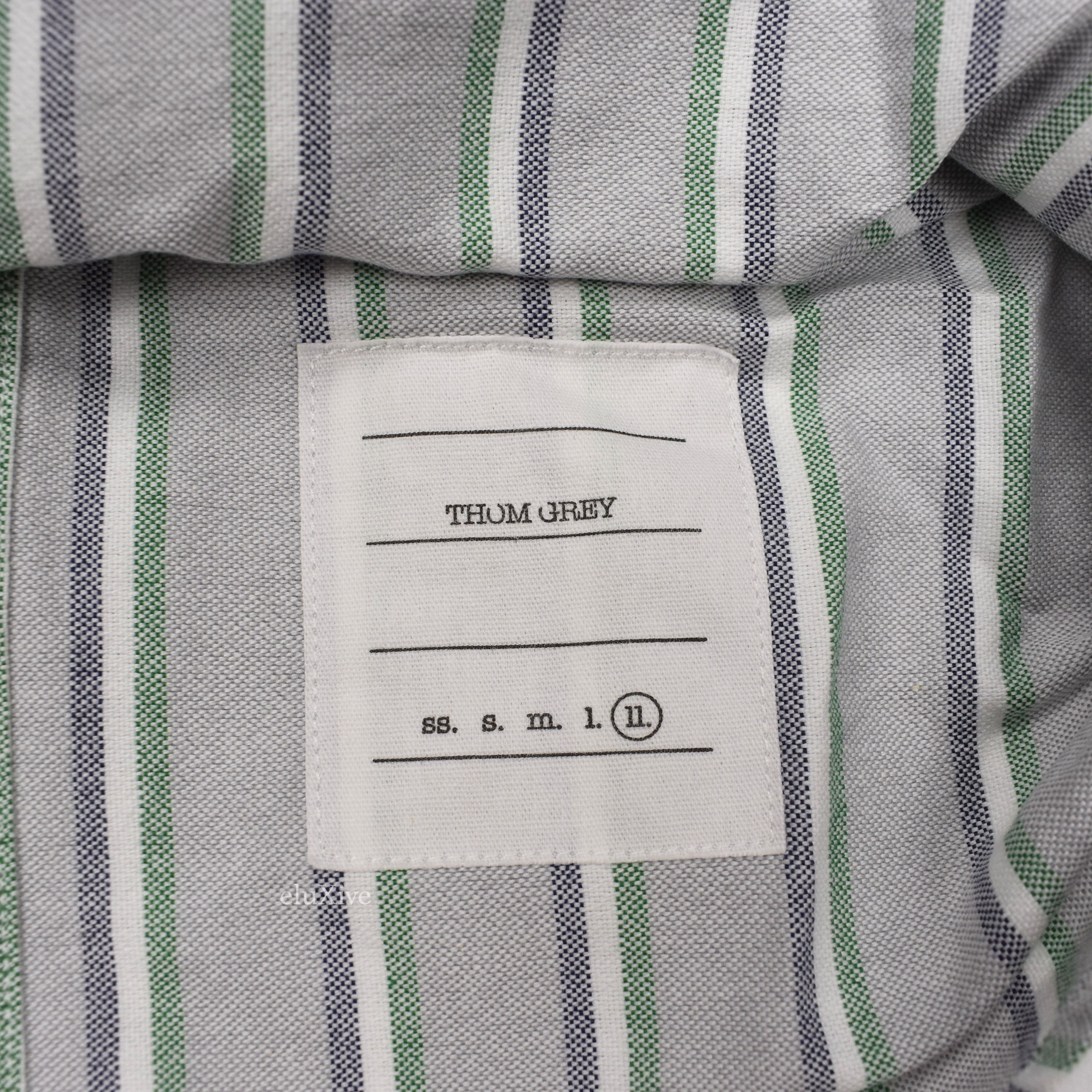 Thom Browne Thom Grey Logo Stripe Oxford Shirt NWT Size US XL / EU 56 / 4 - 13 Thumbnail