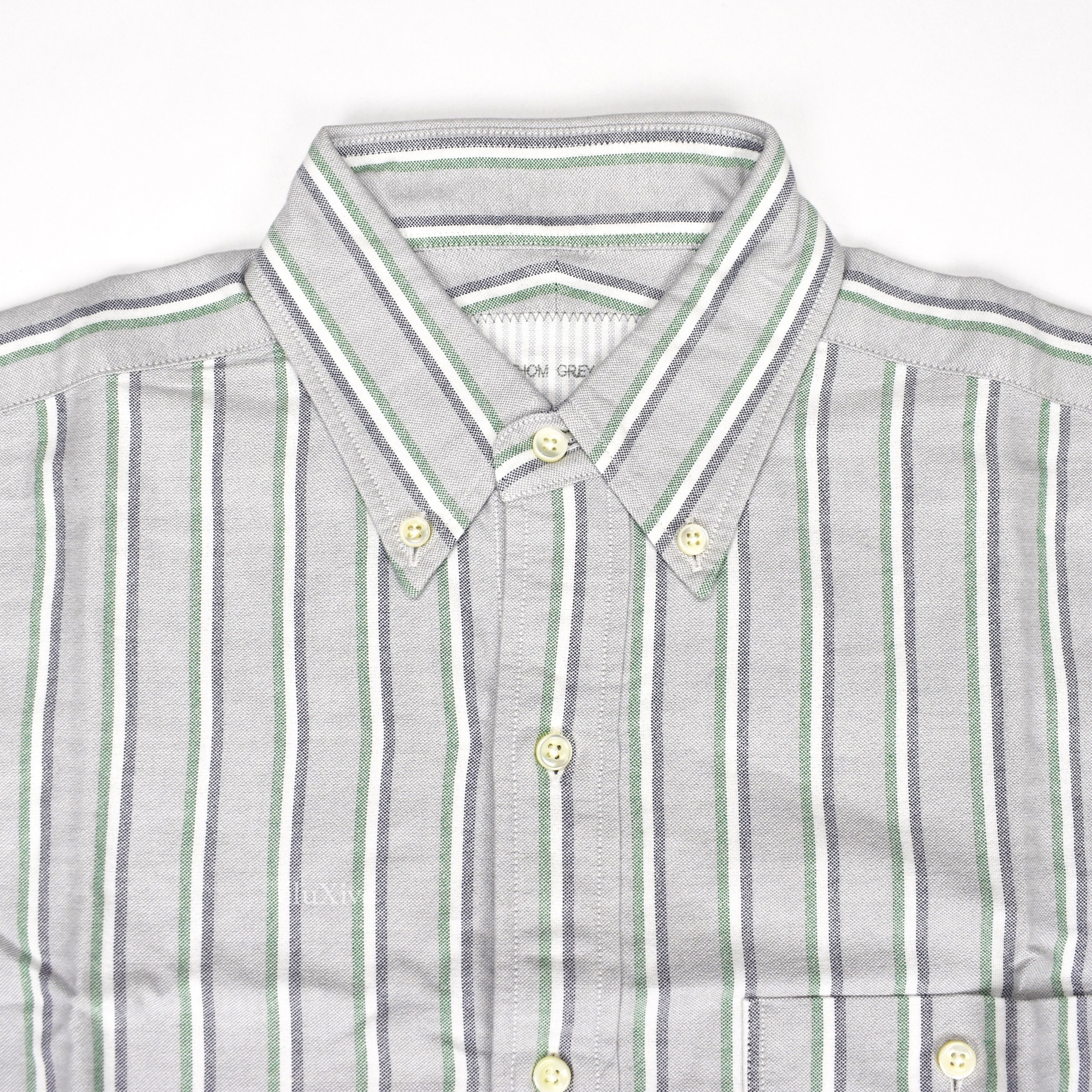 Thom Browne Thom Grey Logo Stripe Oxford Shirt NWT Size US XL / EU 56 / 4 - 3 Thumbnail