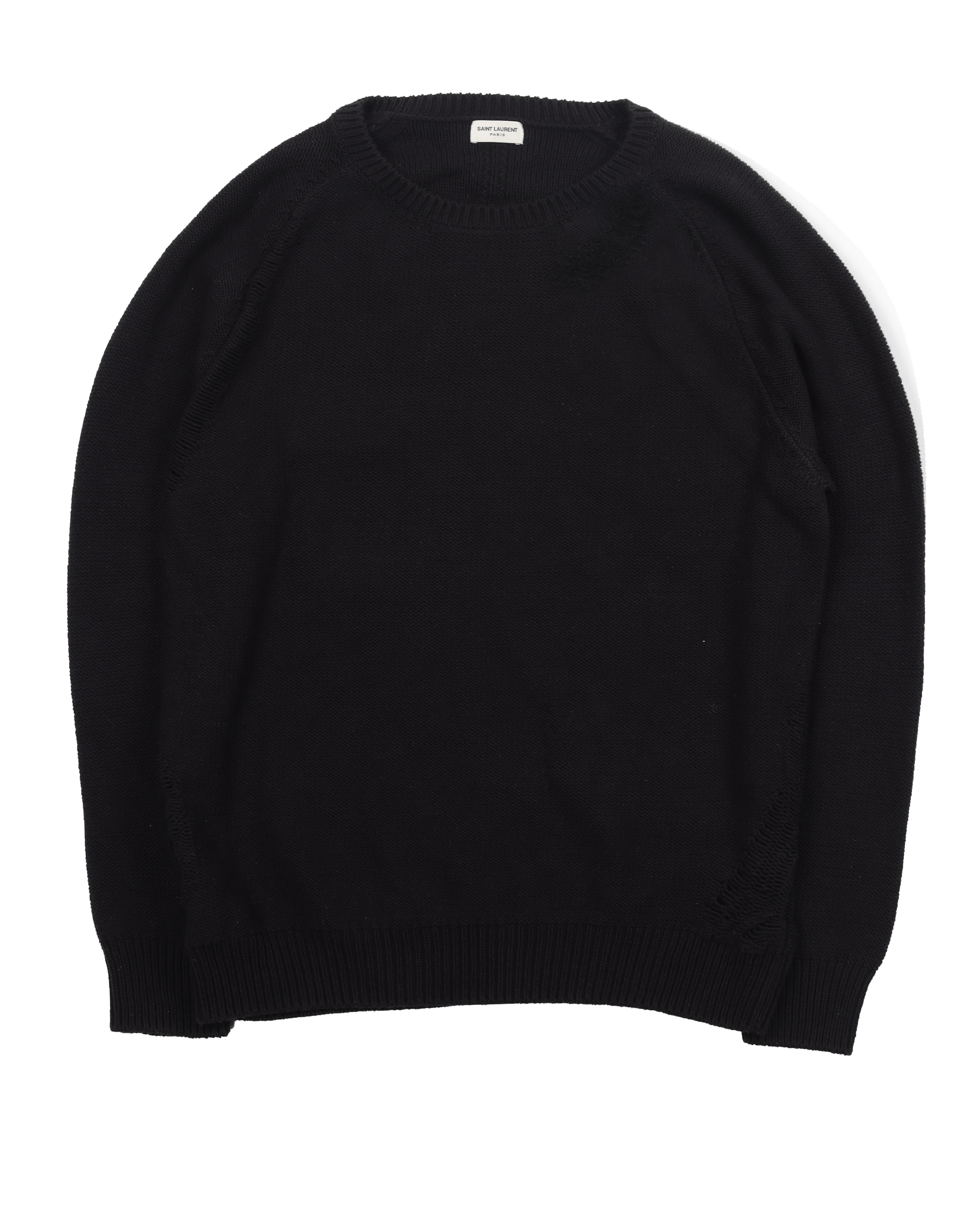 Saint Laurent Paris Saint Laurent Distressed Black Knit Sweater (2015) Size US XL / EU 56 / 4 - 1 Thumbnail