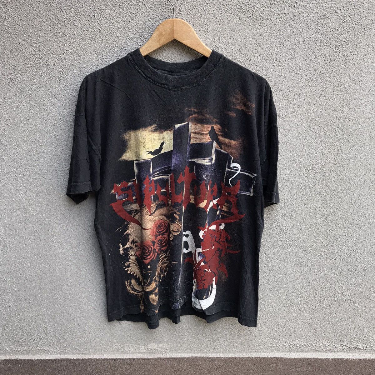 image of Band Tees x Vintage 90's Sepultura Band Tee Metal Tool Slayer in Black, Men's (Size Large)
