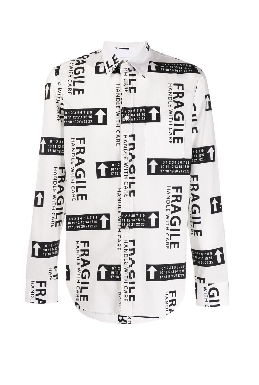 image of New 700$ Maison Margiela Fragile Printed Monogram Logo Shirt in Black/White, Men's (Size Large)
