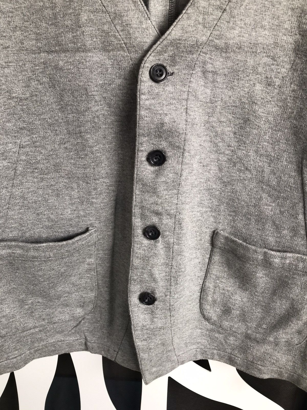 Beams Plus × Japanese Brand Vest Grey Cotton Plain Button Up Patcth Pocket V-neck Size US L / EU 52-54 / 3 - 3 Thumbnail