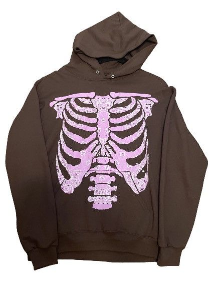 Vintage brown pink hectic universe skeleton hoodie | Grailed