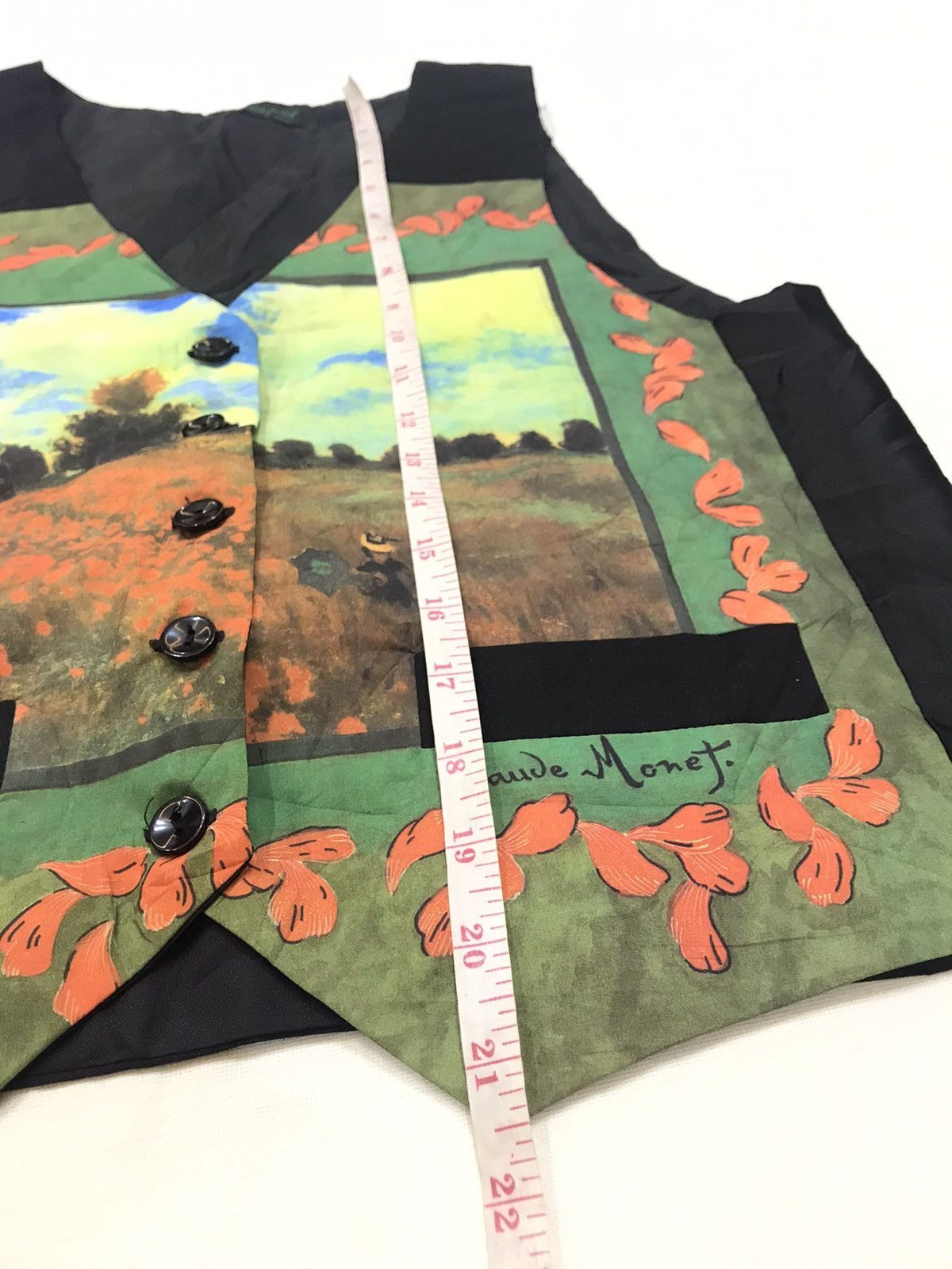 Vintage LAURENT MONTEIL CLAUDE MONET PAINTING VEST Size 38R - 3 Thumbnail