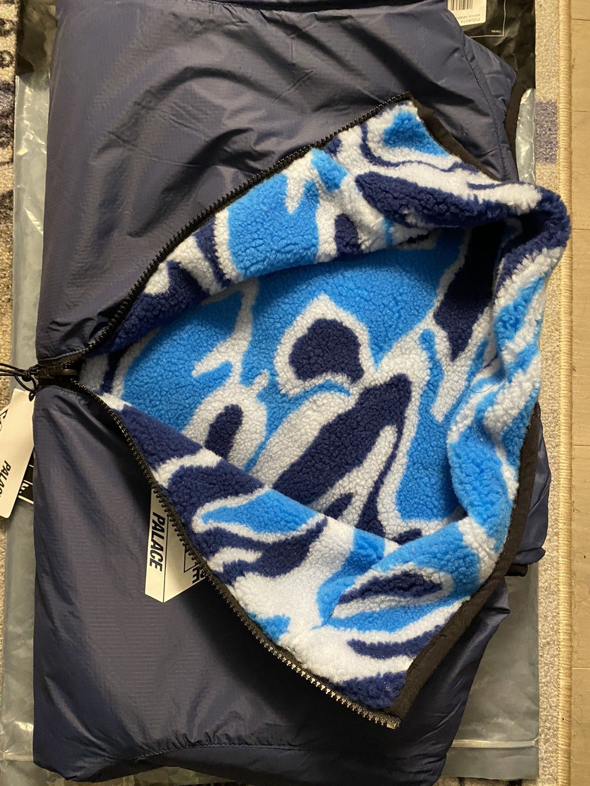 Palace Palace Mirage Reversible Fleece Jacket Blue | Grailed