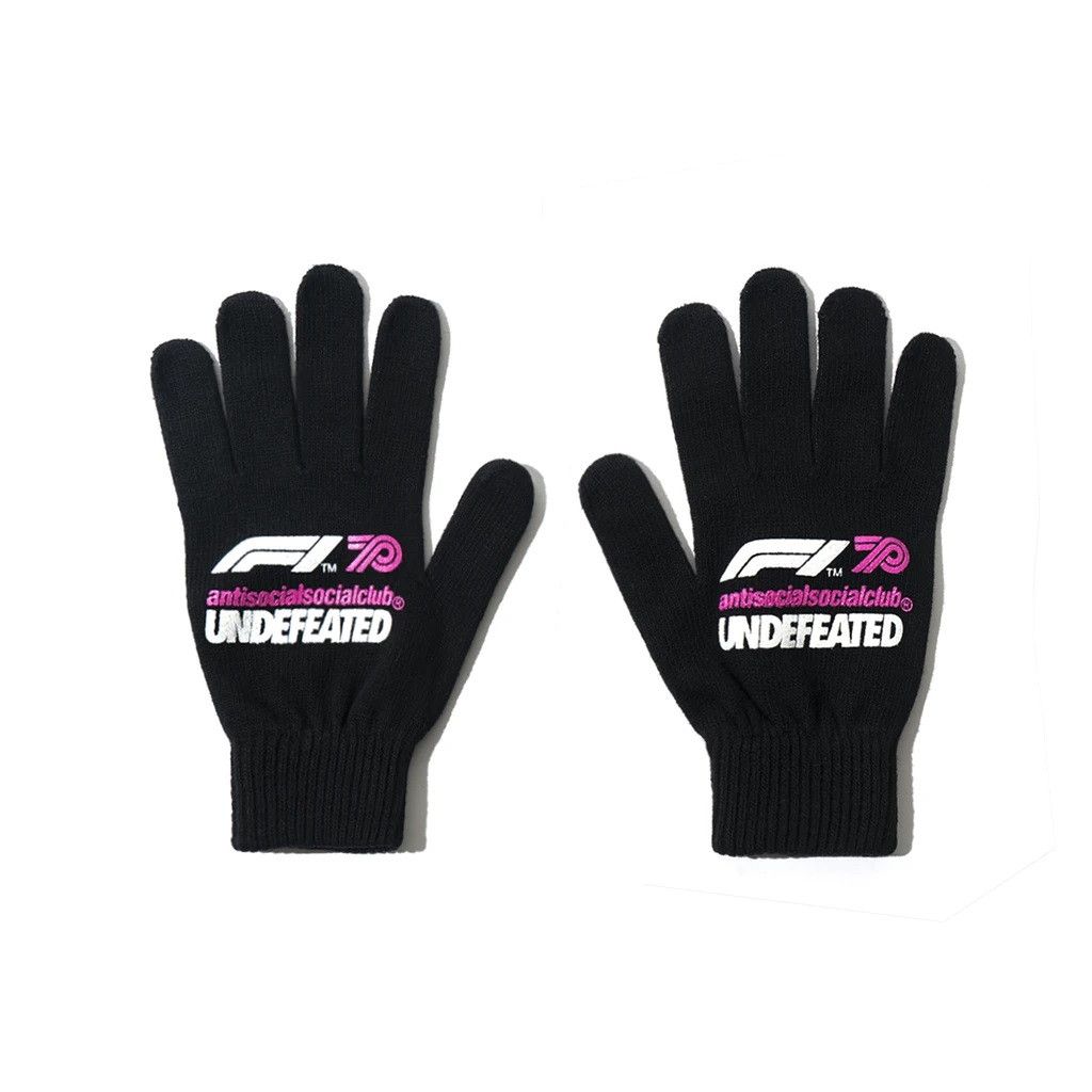 Anti Social Social Club × Formula 1 × Undefeated DS Pink ASSC X UNDFTD X F1® White Logo Black Gloves FTP FOG Size ONE SIZE - 2 Thumbnail