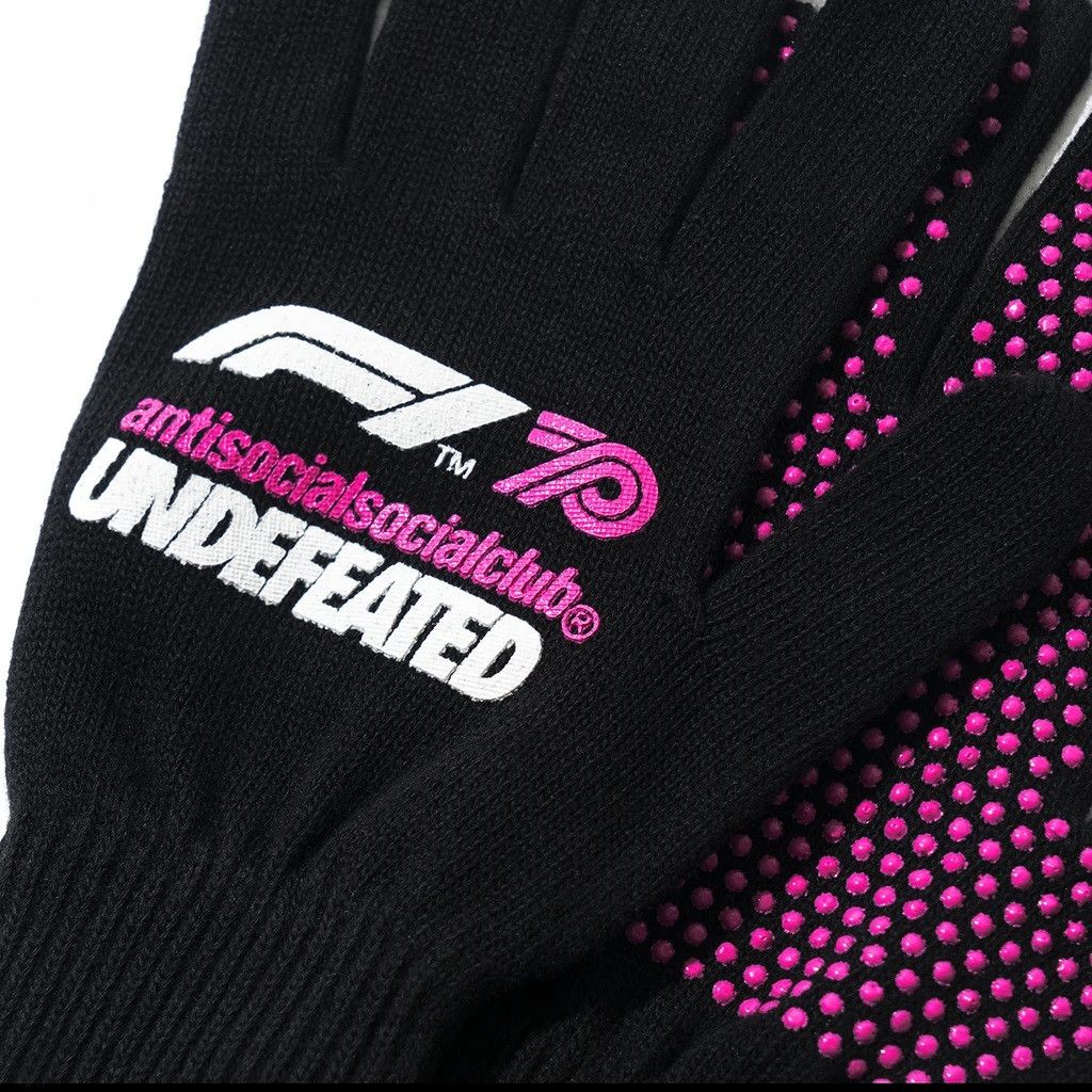 Anti Social Social Club × Formula 1 × Undefeated DS Pink ASSC X UNDFTD X F1® White Logo Black Gloves FTP FOG Size ONE SIZE - 3 Thumbnail