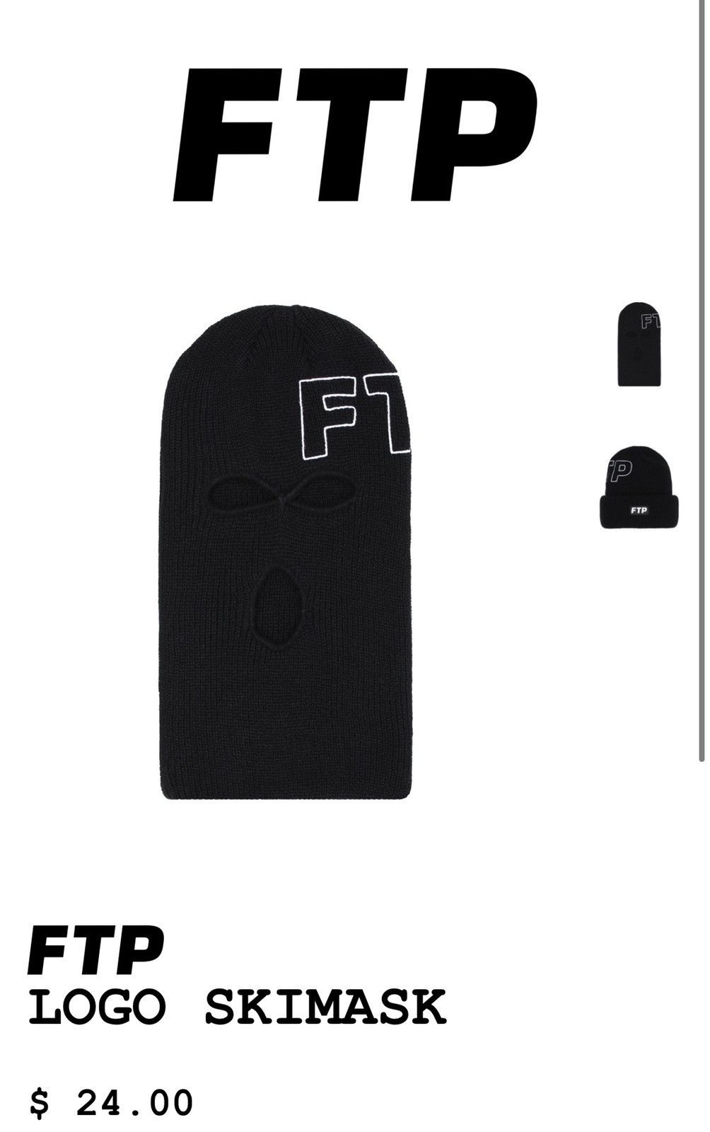 Fuck The Population FTP Ski Mask + Reversable Beanie Fall 2021 Size ONE SIZE - 4 Thumbnail