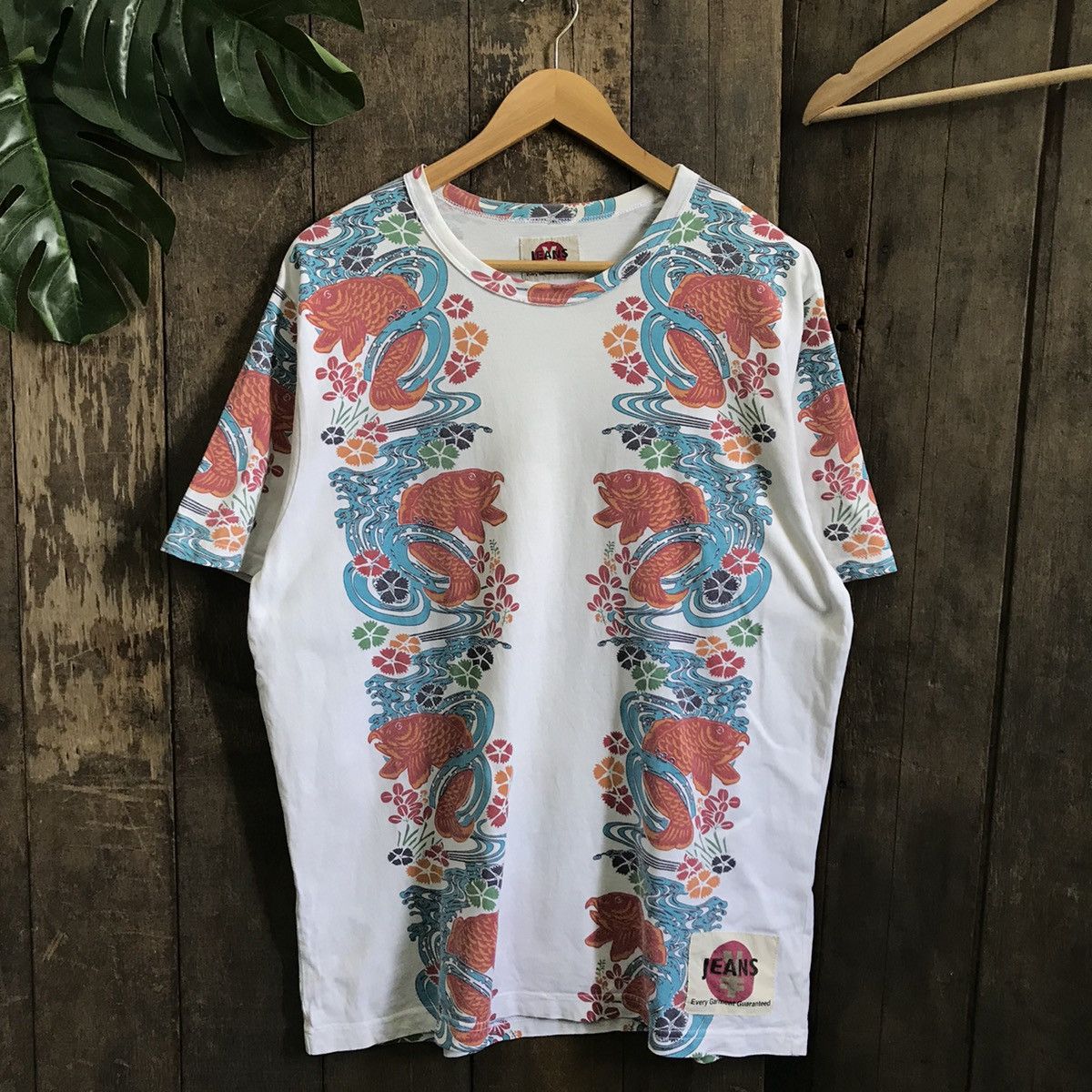 Vintage Yen Jeans Fish Koi Overprint Tshirt