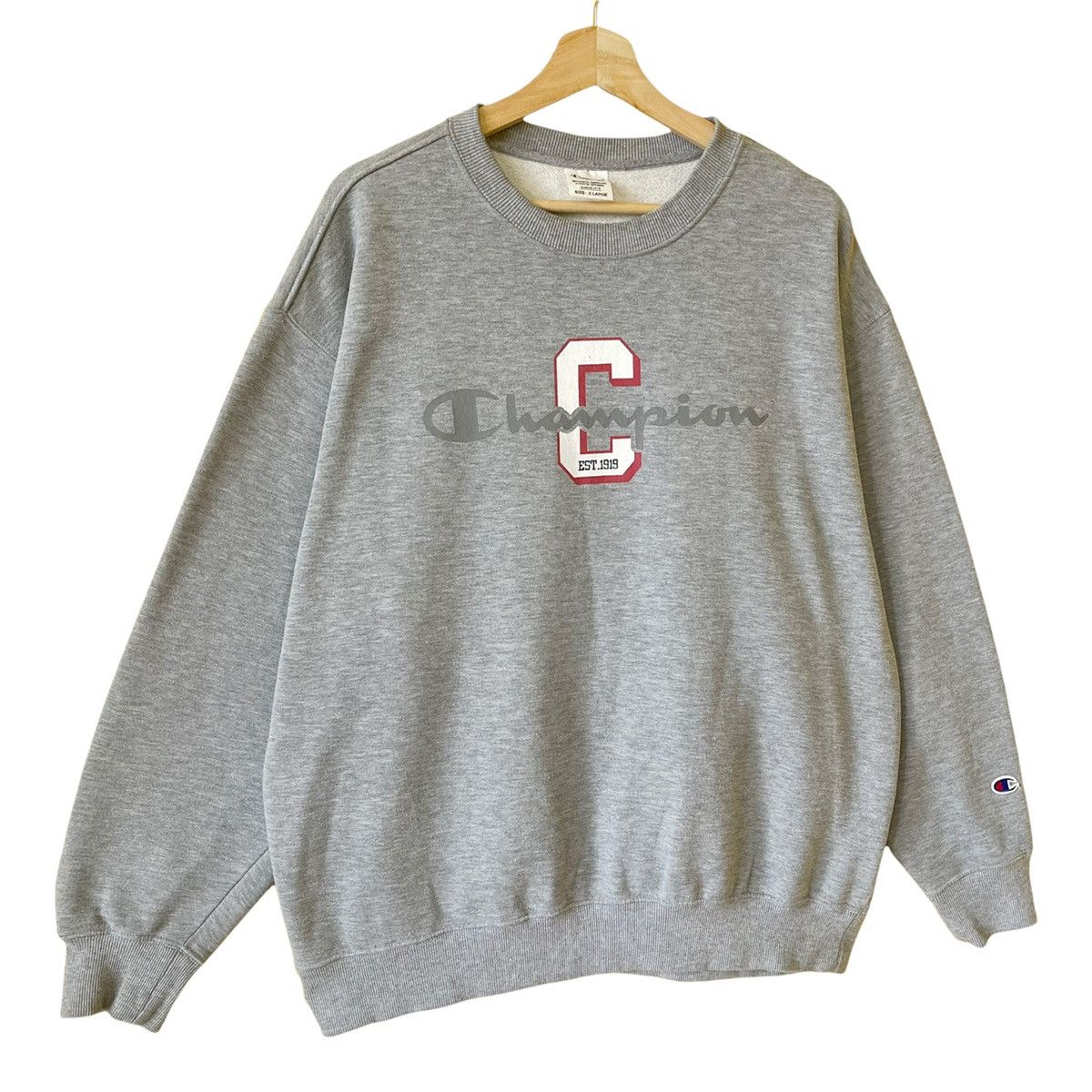 Champion Vintage 90’s Champion Big Logo Crewneck Sweatshirt Size XL Size US XL / EU 56 / 4 - 2 Thumbnail