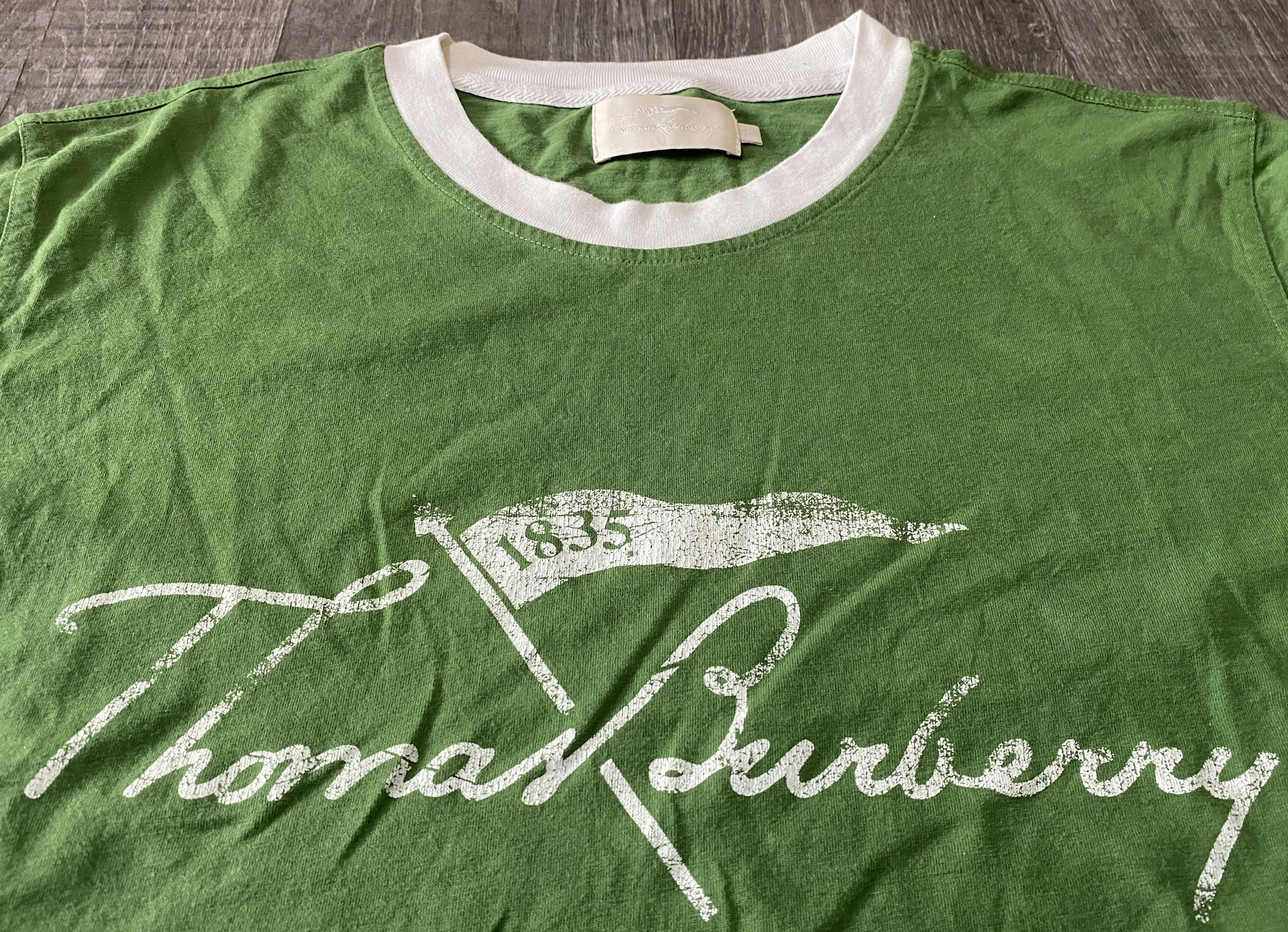 Burberry Thomas Burberry Big Logo Green Cotton Casual T-shirt Size US XXL / EU 58 / 5 - 4 Thumbnail
