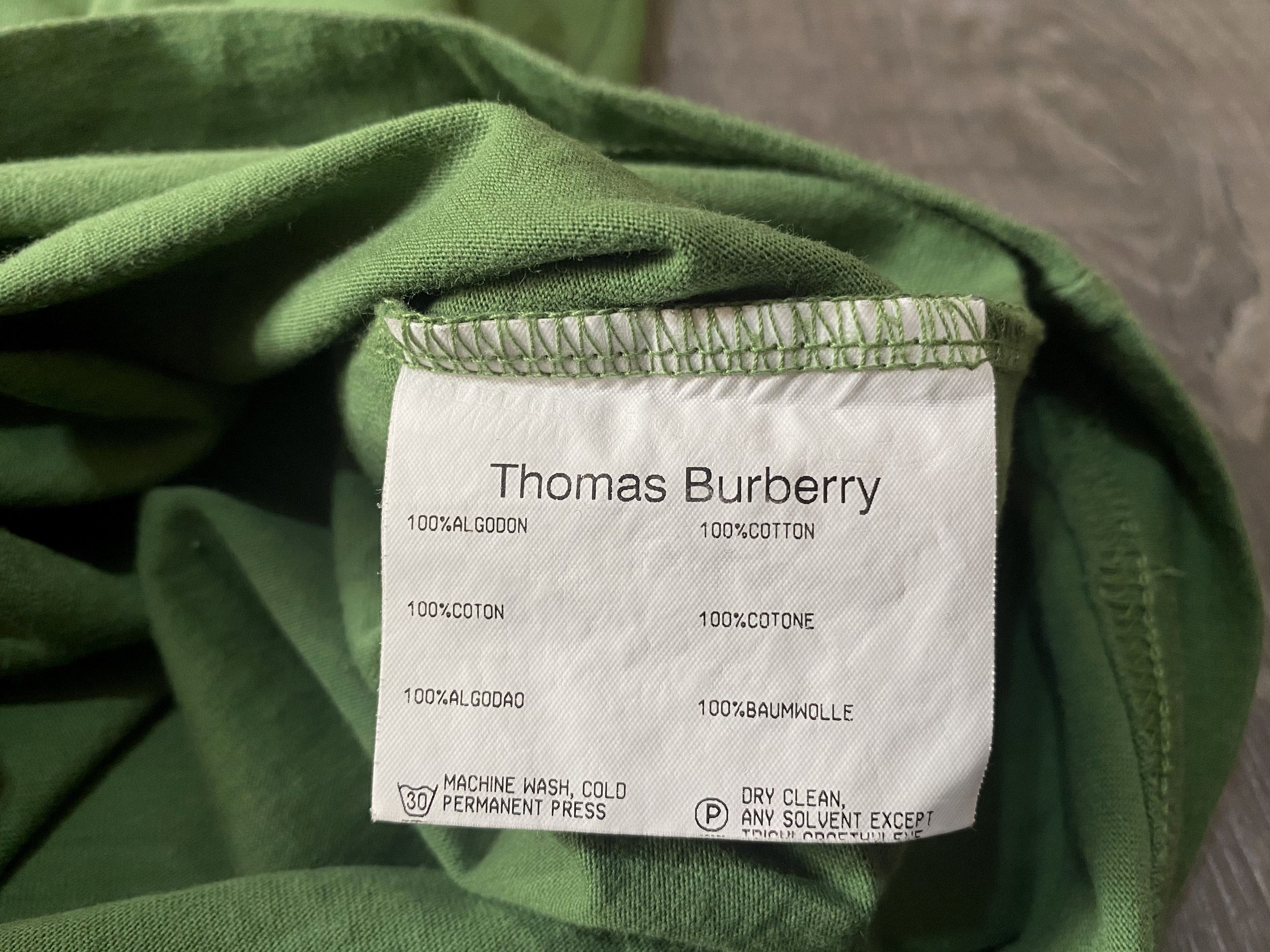 Burberry Thomas Burberry Big Logo Green Cotton Casual T-shirt Size US XXL / EU 58 / 5 - 7 Thumbnail