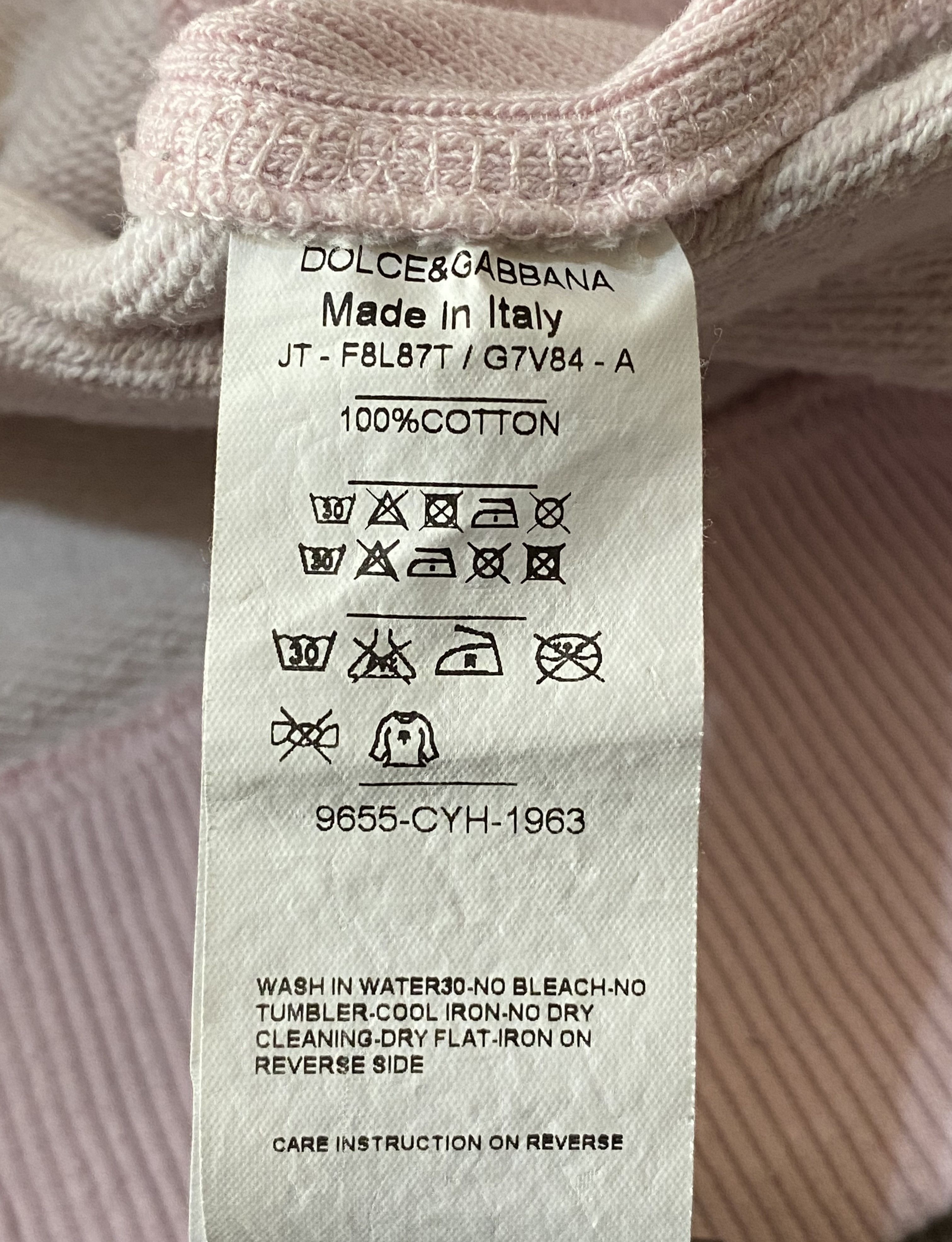 Dolce & Gabbana Dolce Gabbana D&G Pink Cotton Sweatshirt Leather Metal Logo Size US XS / EU 42 / 0 - 6 Thumbnail