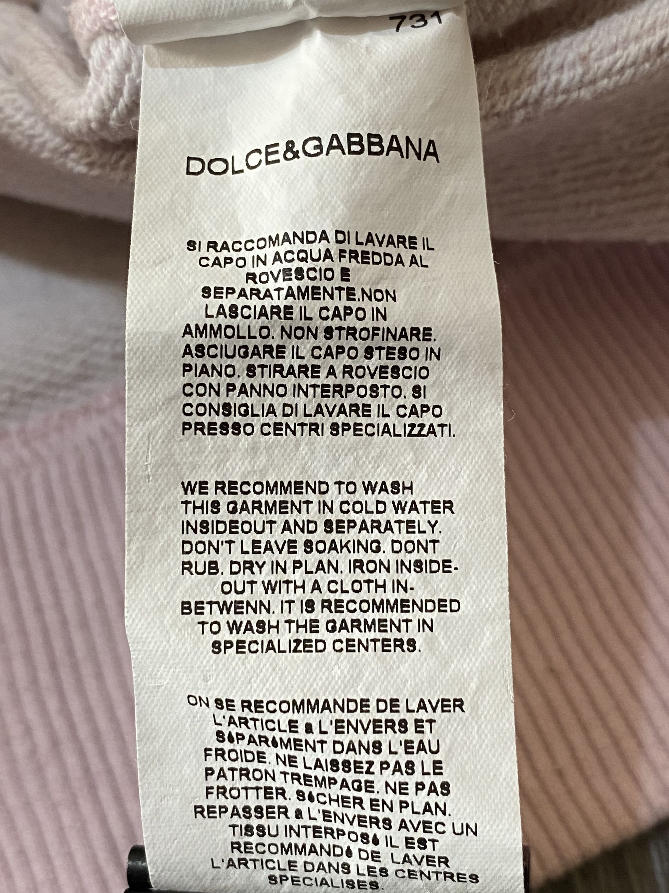Dolce & Gabbana Dolce Gabbana D&G Pink Cotton Sweatshirt Leather Metal Logo Size US XS / EU 42 / 0 - 7 Thumbnail