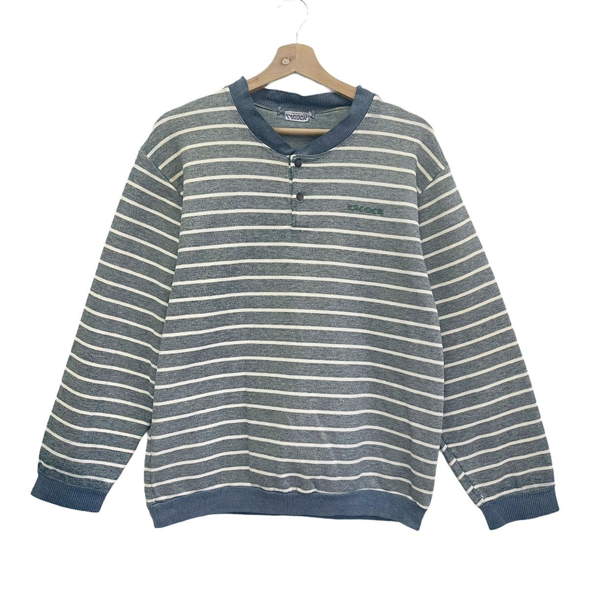 Vintage Vintage 90s Stripe Button Up Crewneck Sweatshirt Size M Size US M / EU 48-50 / 2 - 1 Thumbnail