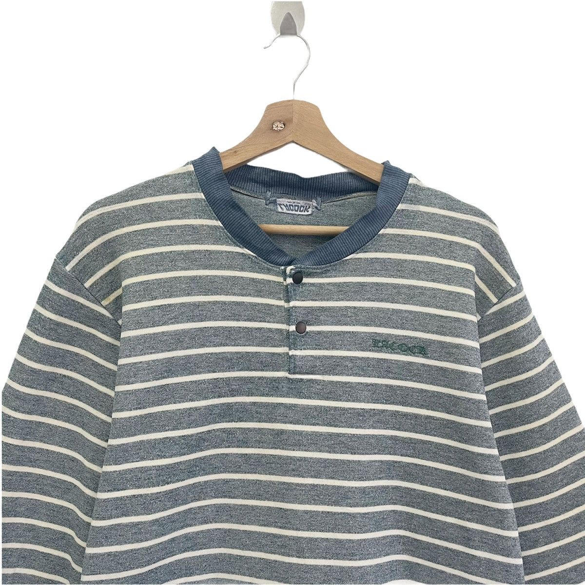 Vintage Vintage 90s Stripe Button Up Crewneck Sweatshirt Size M Size US M / EU 48-50 / 2 - 4 Thumbnail
