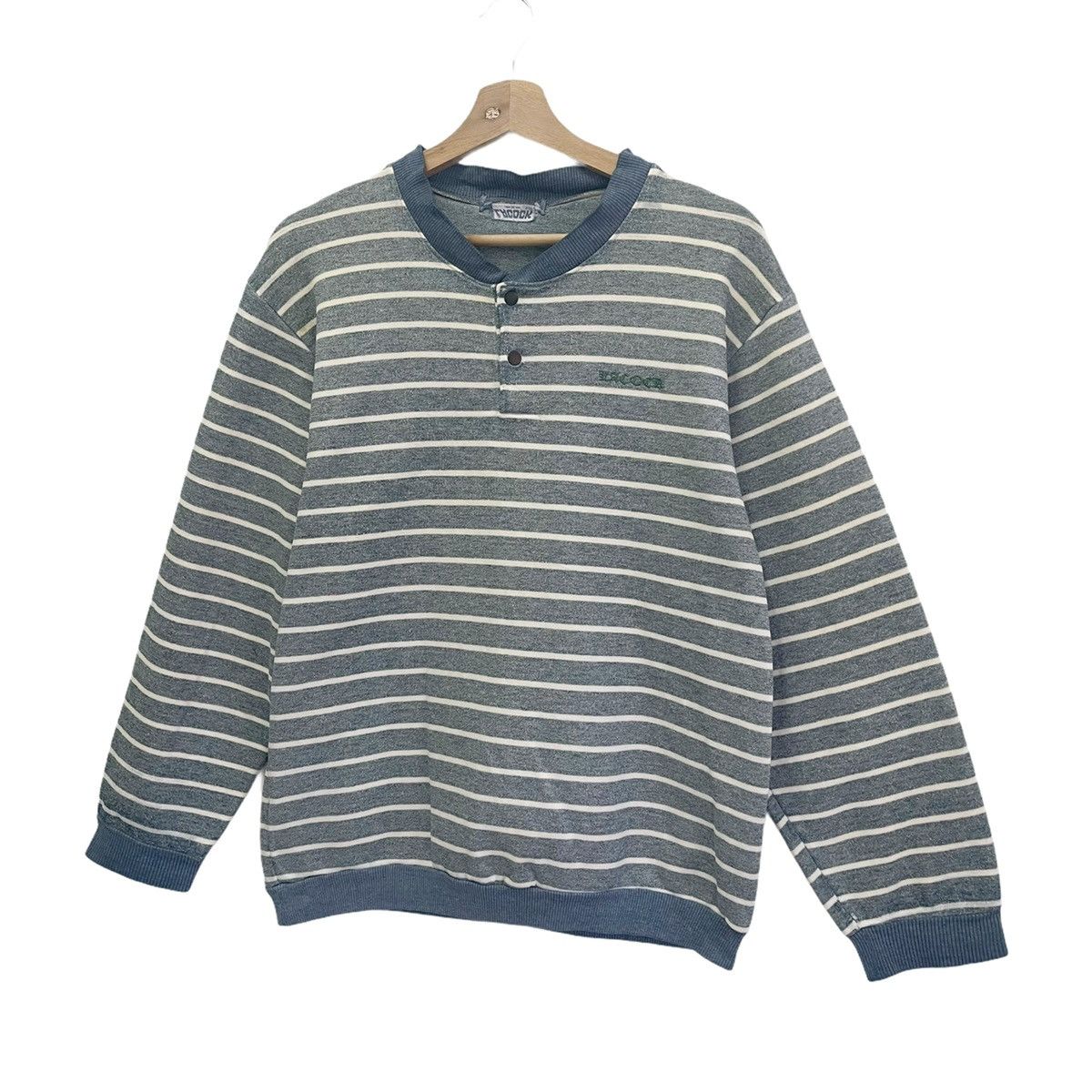 Vintage Vintage 90s Stripe Button Up Crewneck Sweatshirt Size M Size US M / EU 48-50 / 2 - 3 Thumbnail