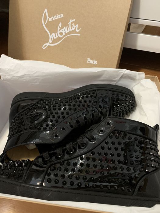 Christian Louboutin Louis Junior Spikes Flat Calf/patent Cl in