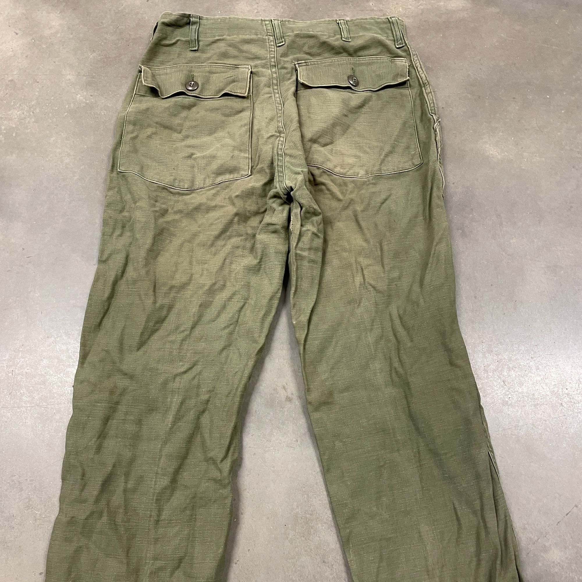 Vintage 60s Vietnam War Era OG 107 Cotton Trousers Nice Olive Gr Size US 33 - 10 Thumbnail