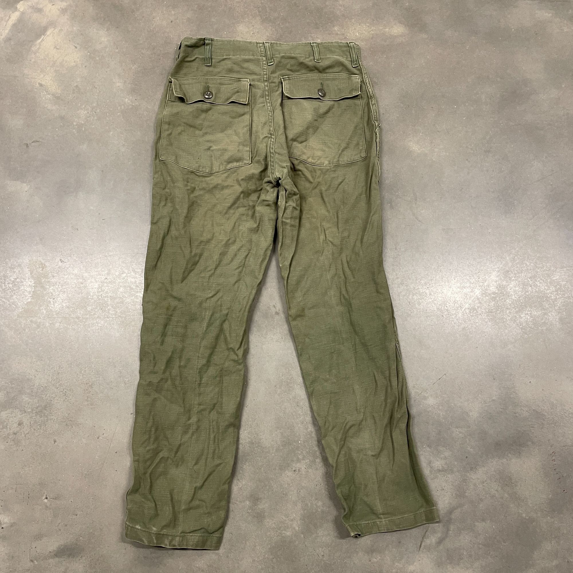 Vintage 60s Vietnam War Era OG 107 Cotton Trousers Nice Olive Gr Size US 33 - 8 Thumbnail