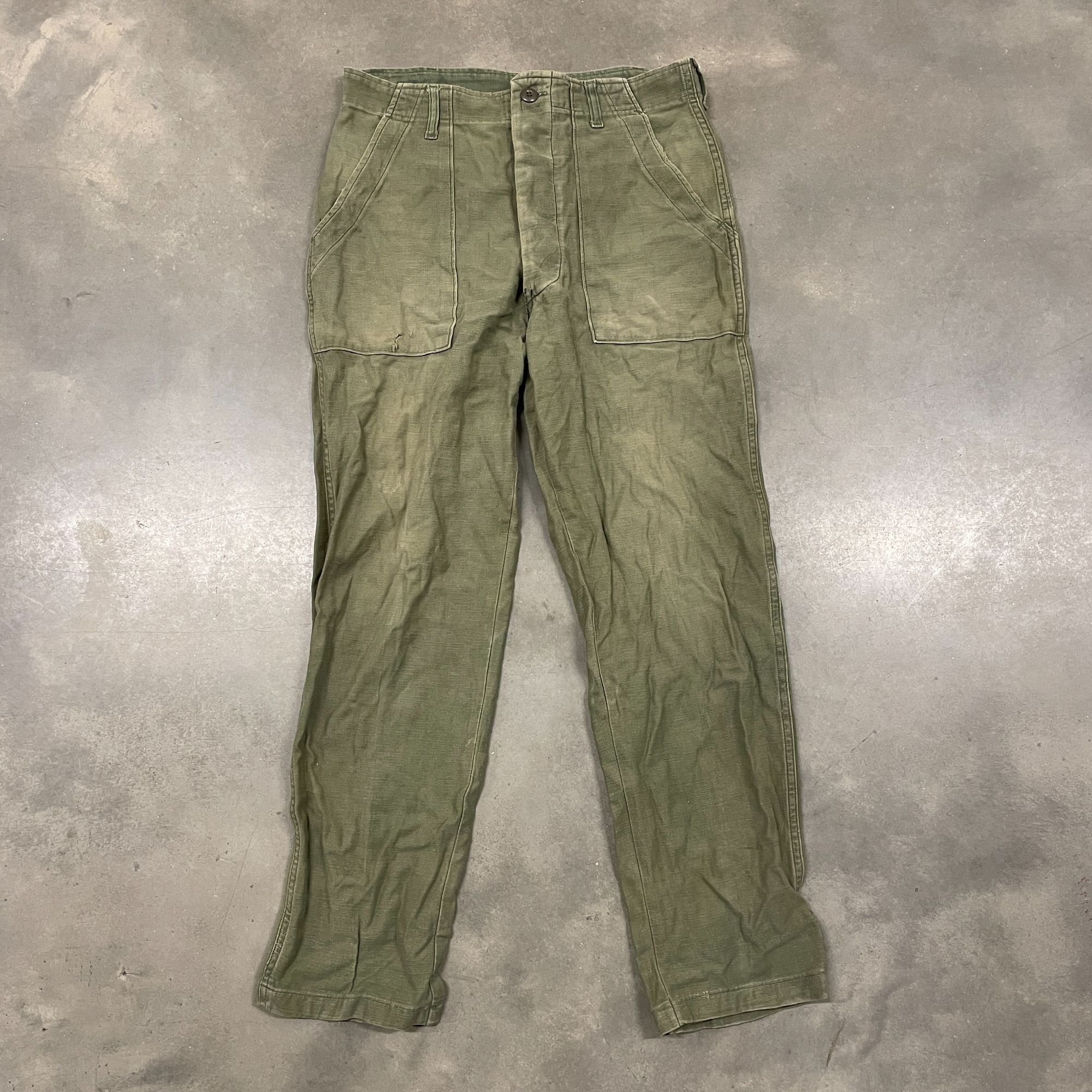 Vintage 60s Vietnam War Era OG 107 Cotton Trousers Nice Olive Gr Size US 33 - 1 Thumbnail
