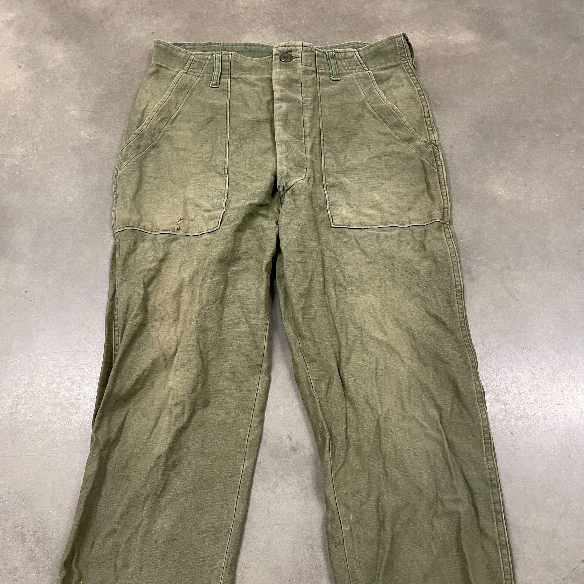 Vintage 60s Vietnam War Era OG 107 Cotton Trousers Nice Olive Gr Size US 33 - 3 Thumbnail