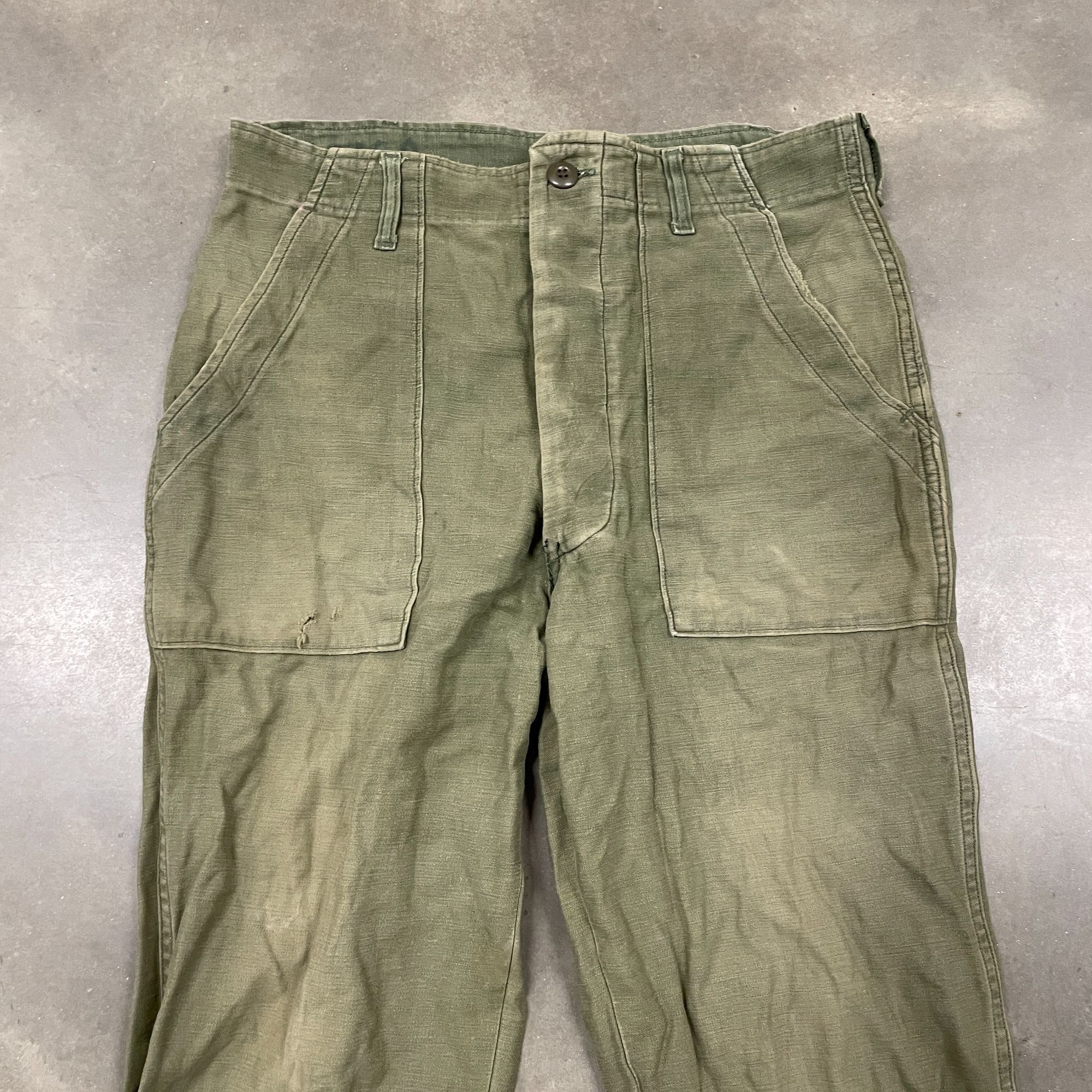 Vintage 60s Vietnam War Era OG 107 Cotton Trousers Nice Olive Gr Size US 33 - 2 Thumbnail