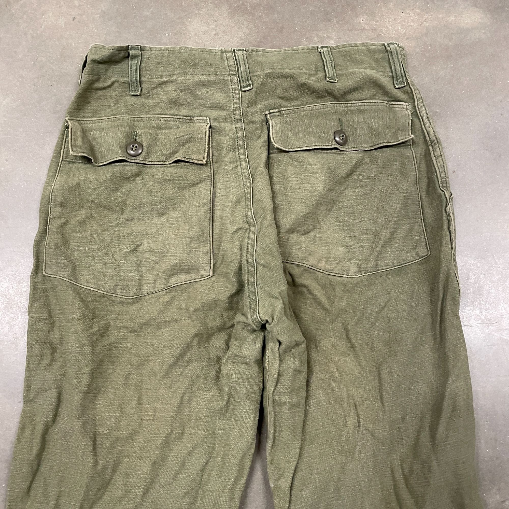 Vintage 60s Vietnam War Era OG 107 Cotton Trousers Nice Olive Gr Size US 33 - 9 Thumbnail