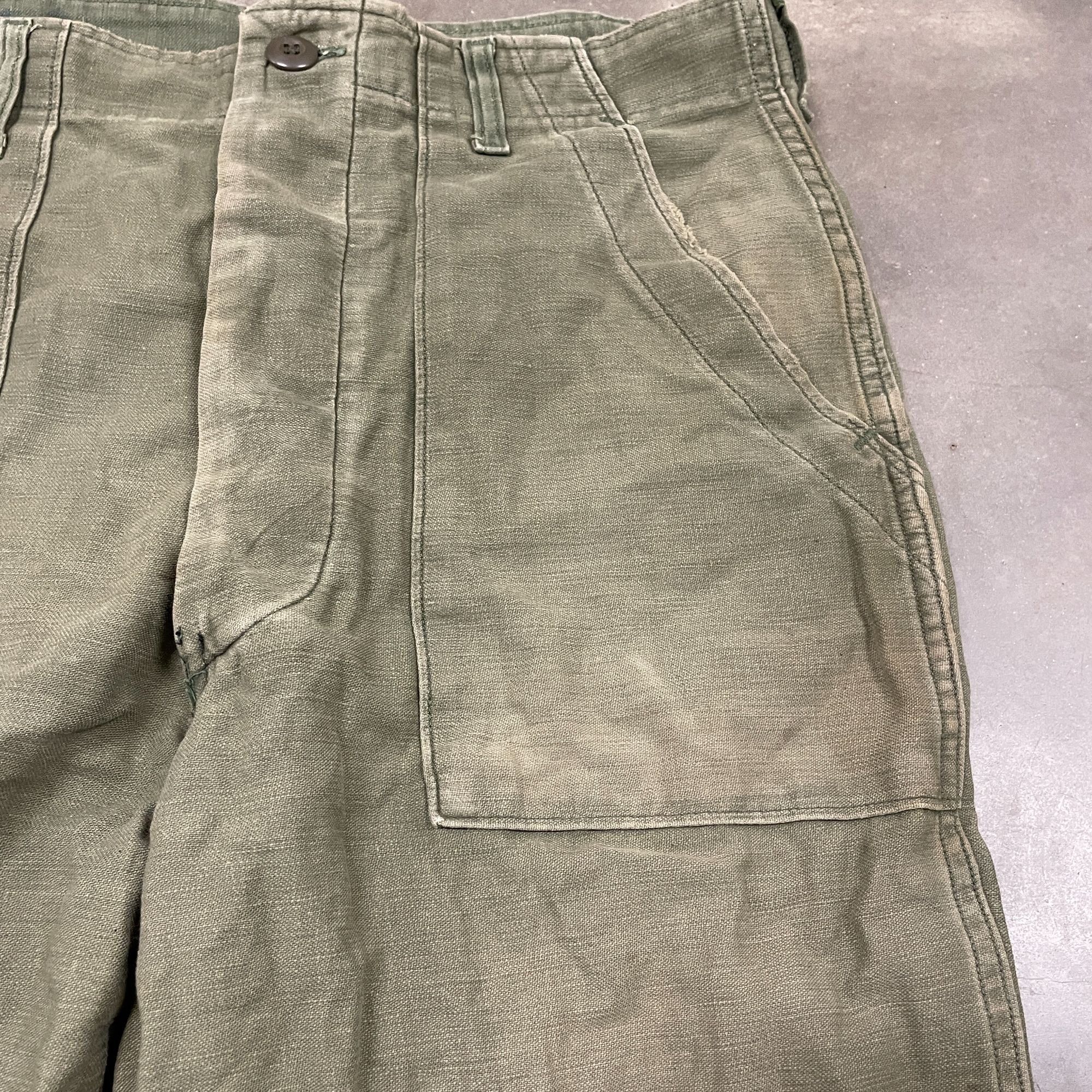 Vintage 60s Vietnam War Era OG 107 Cotton Trousers Nice Olive Gr Size US 33 - 6 Thumbnail