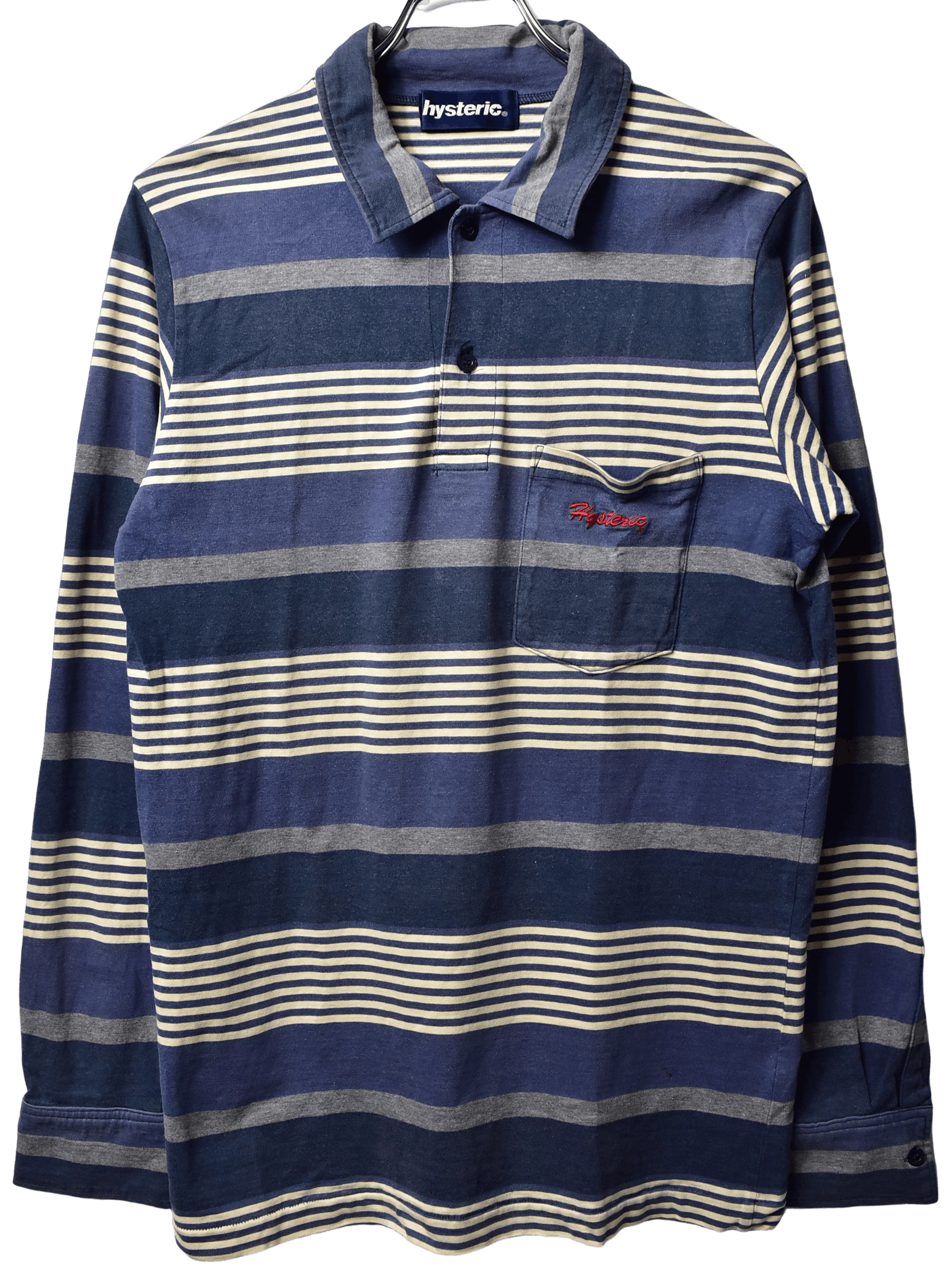 Hysteric Glamour HYSTERIC GLAMOUR/stripe polo shirt/14595 - 0706 40.35 Size US M / EU 48-50 / 2 - 2 Thumbnail