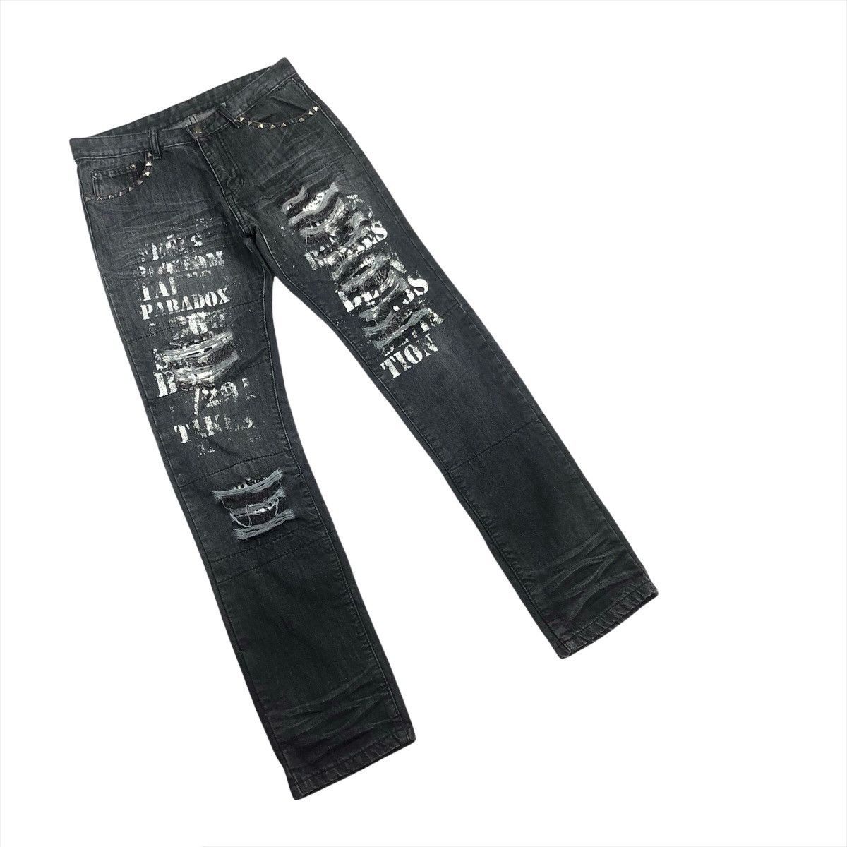 BERNINGS SHO Bernings Sho Distressed Anarchy Poem Denim Size US 32 / EU 48 - 3 Thumbnail