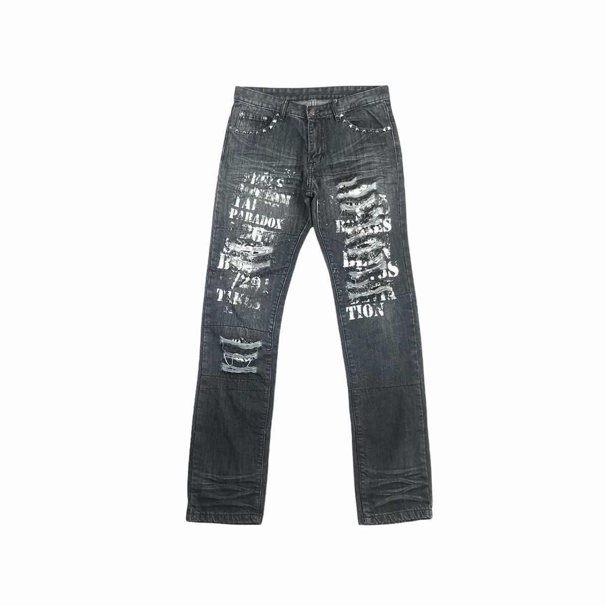 BERNINGS SHO Bernings Sho Distressed Anarchy Poem Denim Size US 32 / EU 48 - 1 Thumbnail