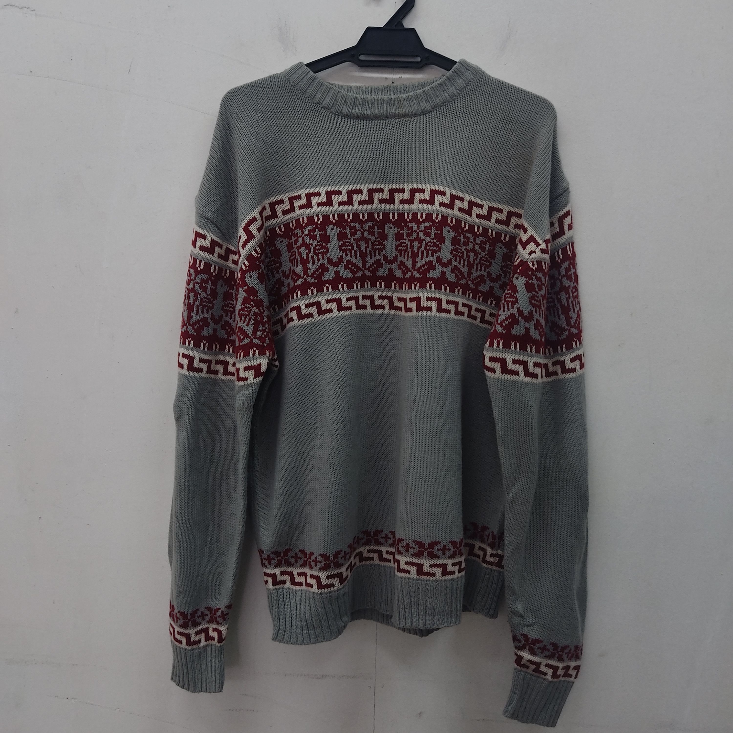 image of Vintage Robinson Navajo Art Knitwear Jumper in Grey, Men's (Size Large)