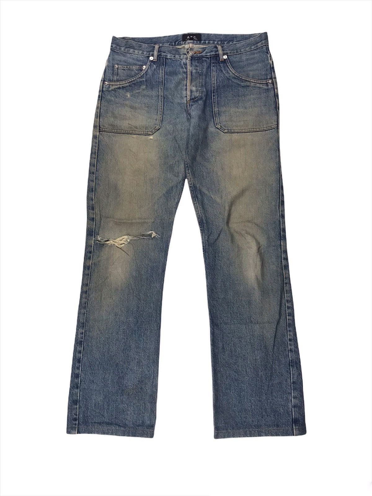 A.P.C. × Vintage Rare!! A.P.C patch pocket distressed denim Made in Japan Size US 33 - 1 Thumbnail