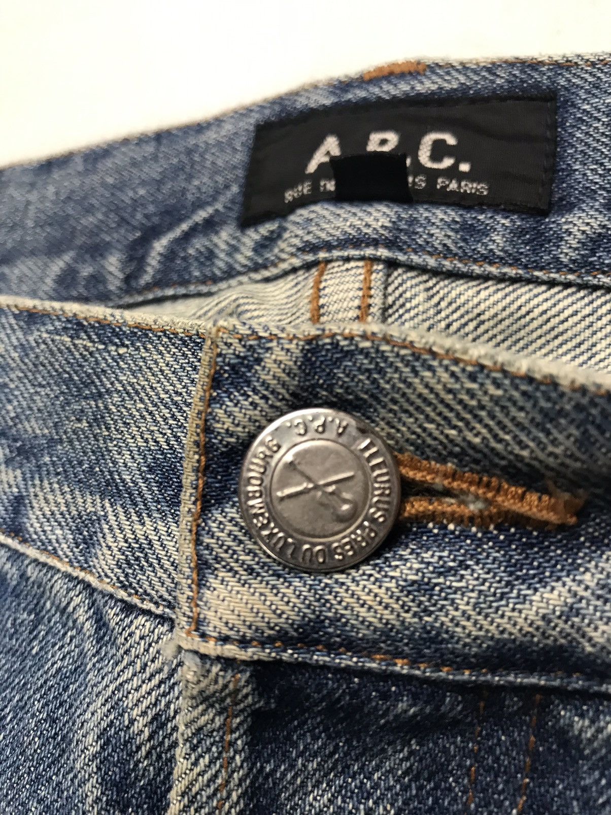 A.P.C. × Vintage Rare!! A.P.C patch pocket distressed denim Made in Japan Size US 33 - 5 Thumbnail