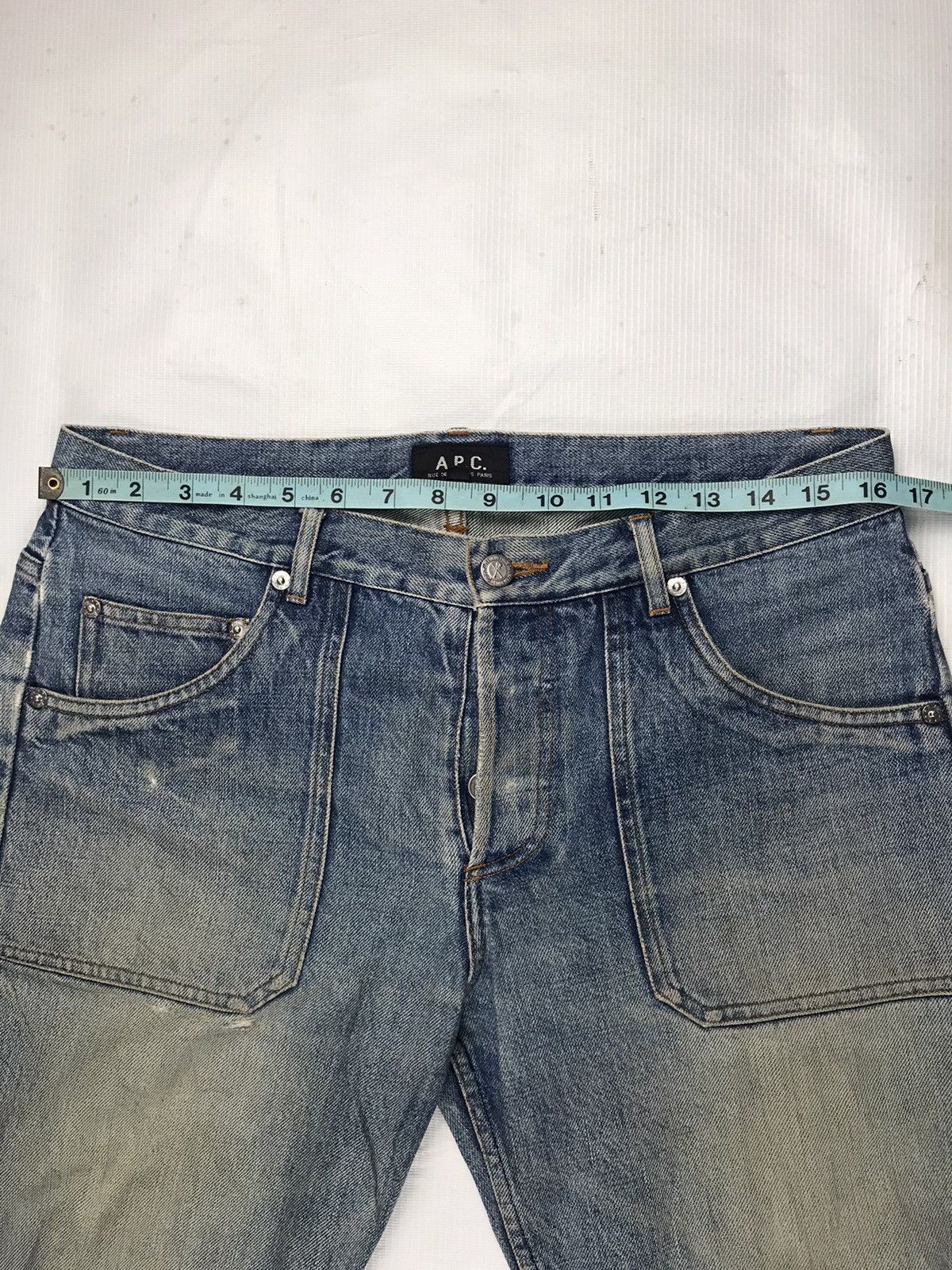 A.P.C. × Vintage Rare!! A.P.C patch pocket distressed denim Made in Japan Size US 33 - 17 Thumbnail