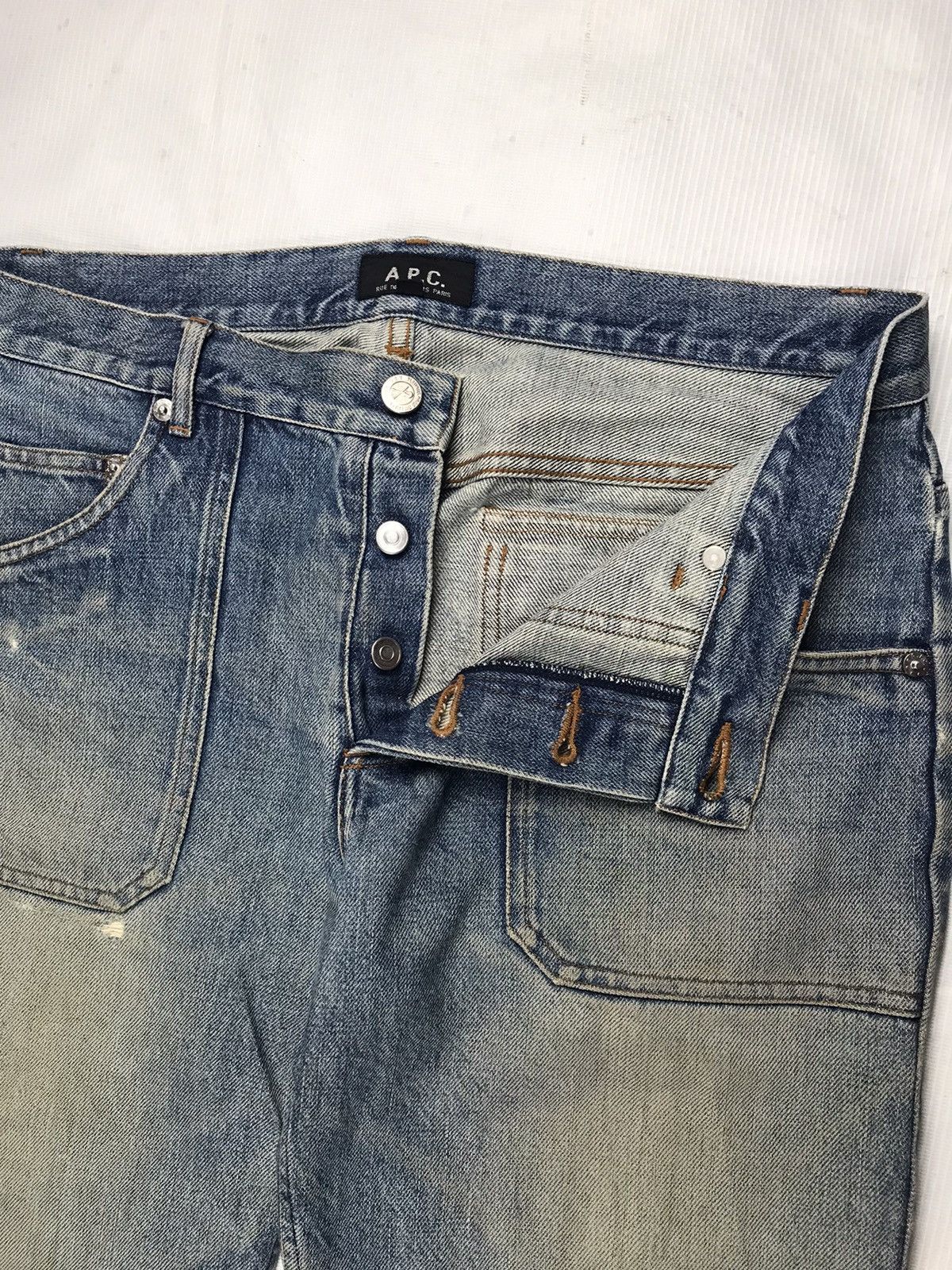 A.P.C. × Vintage Rare!! A.P.C patch pocket distressed denim Made in Japan Size US 33 - 6 Thumbnail