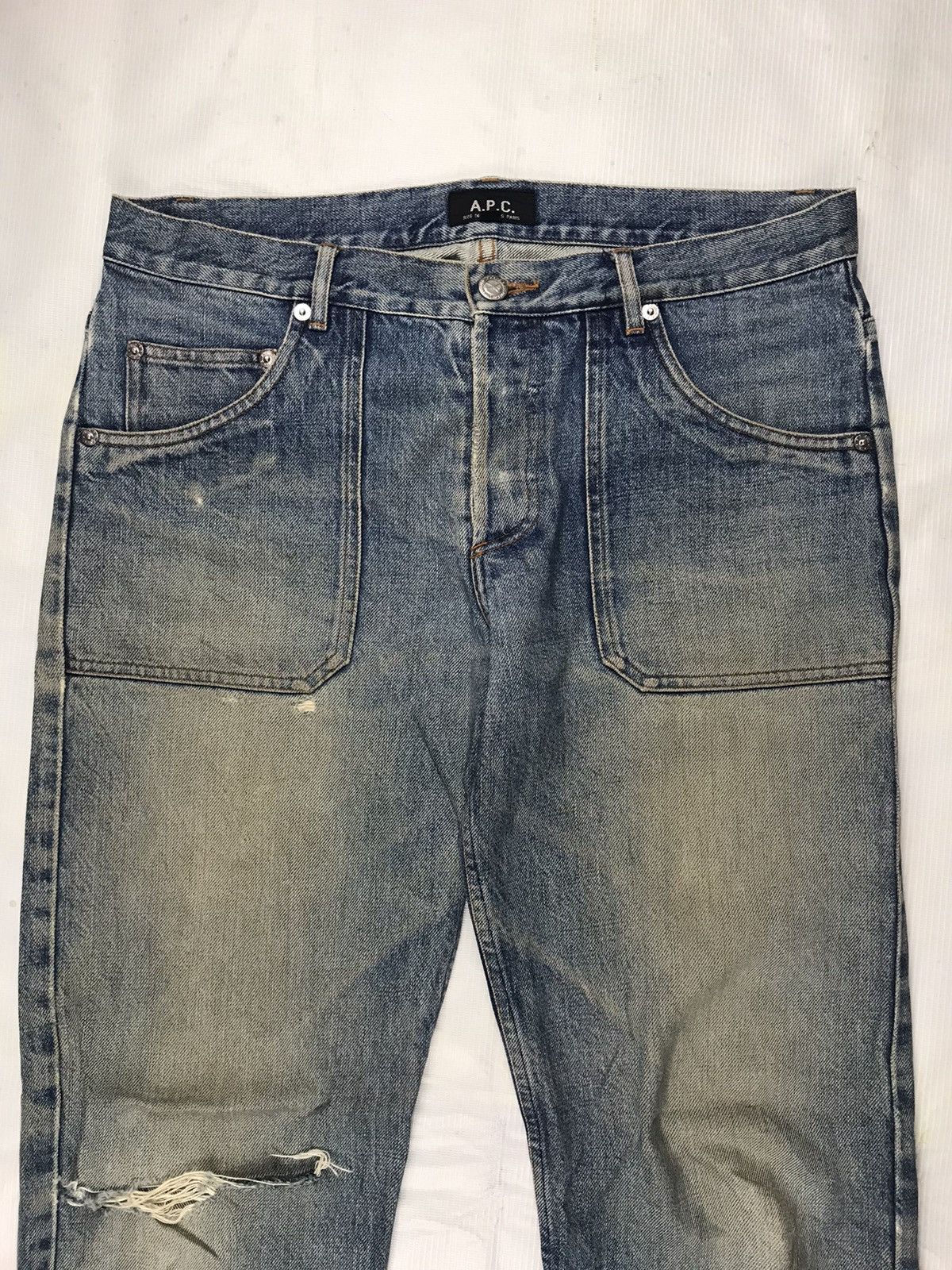 A.P.C. × Vintage Rare!! A.P.C patch pocket distressed denim Made in Japan Size US 33 - 2 Thumbnail